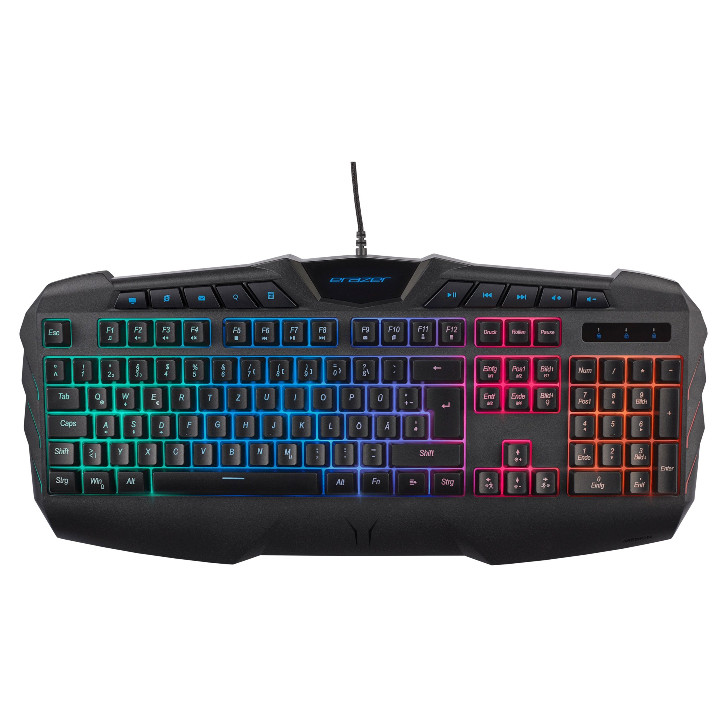 Medion® Supporter P11 halbmechanische Gaming Tastatur Beleuchtung Anti Ghost Gaming-Tastatur