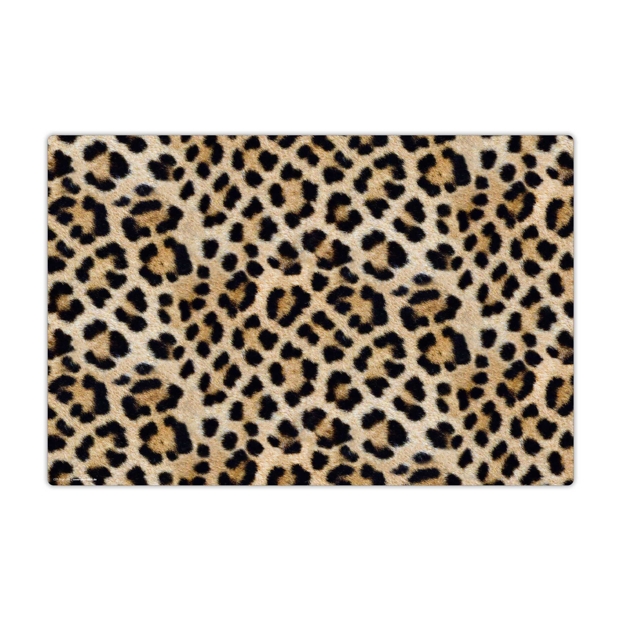 cover-your-desk.de Schreibtischunterlage abwaschbar - Leopardenfell - premium Vinyl - Made in Germany