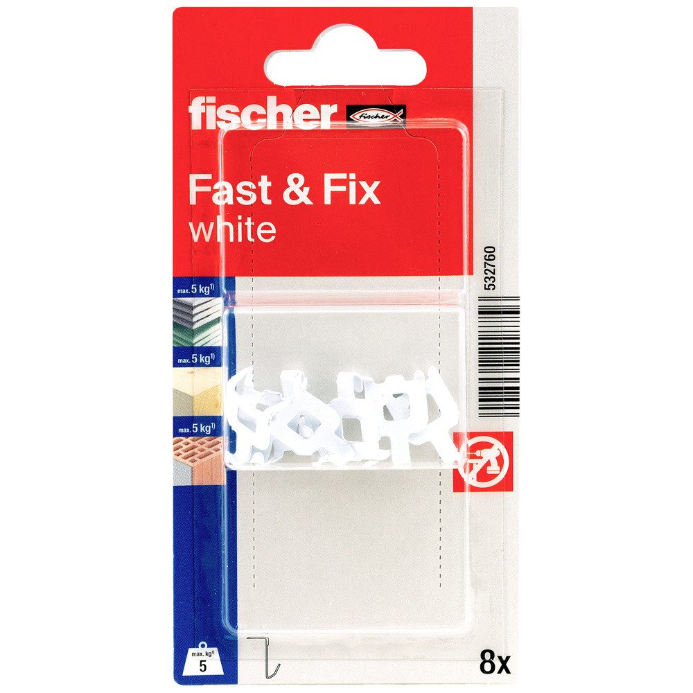 Fischer Klebehaken Fischer Fast & Fix K NV Wandhaken Weiß Inhalt: 1 Set, (Fast & Fix K NV)