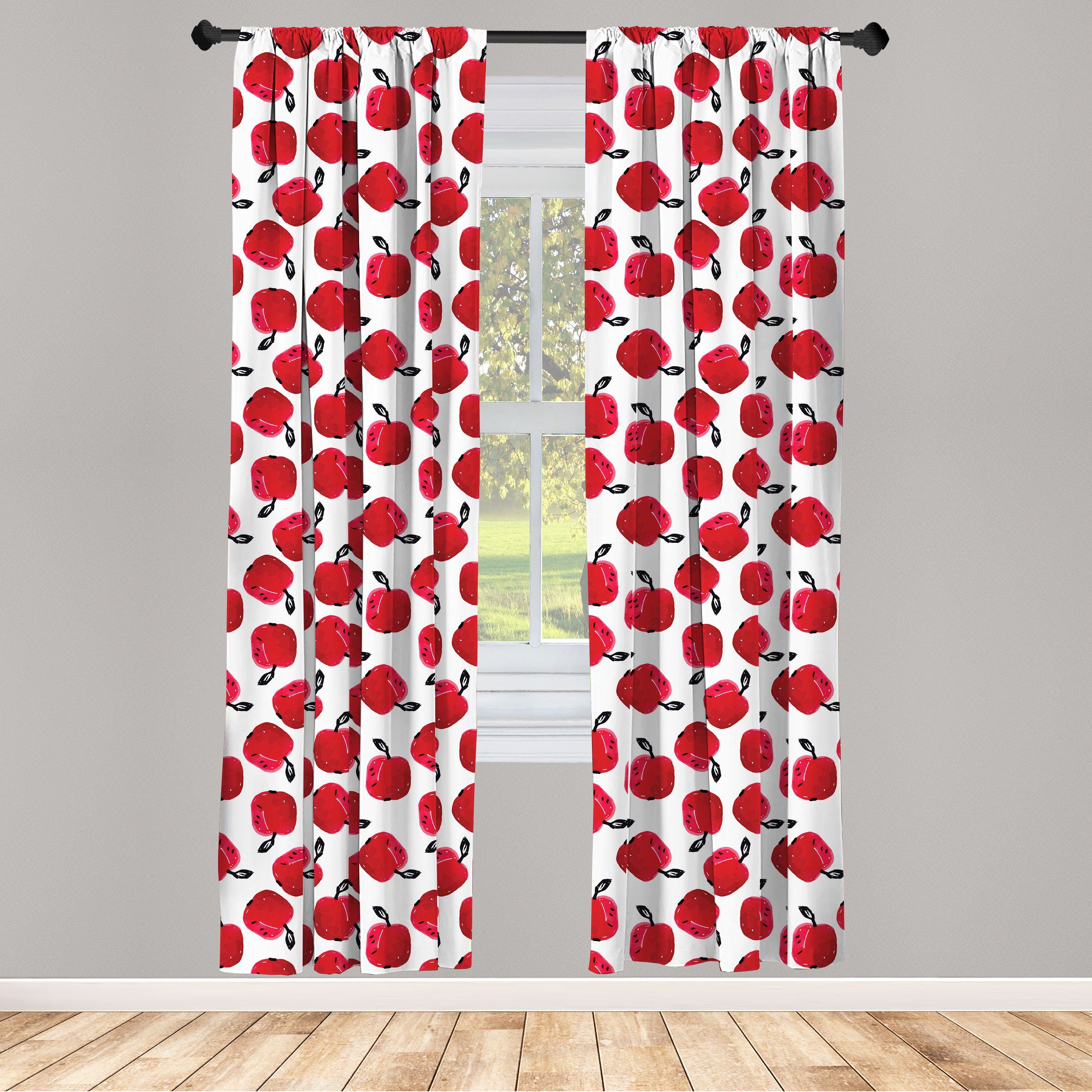 Gardine Vorhang für Microfaser, Warm reife Dekor, Herbst Schlafzimmer Wohnzimmer Abakuhaus, Farbige Äpfel