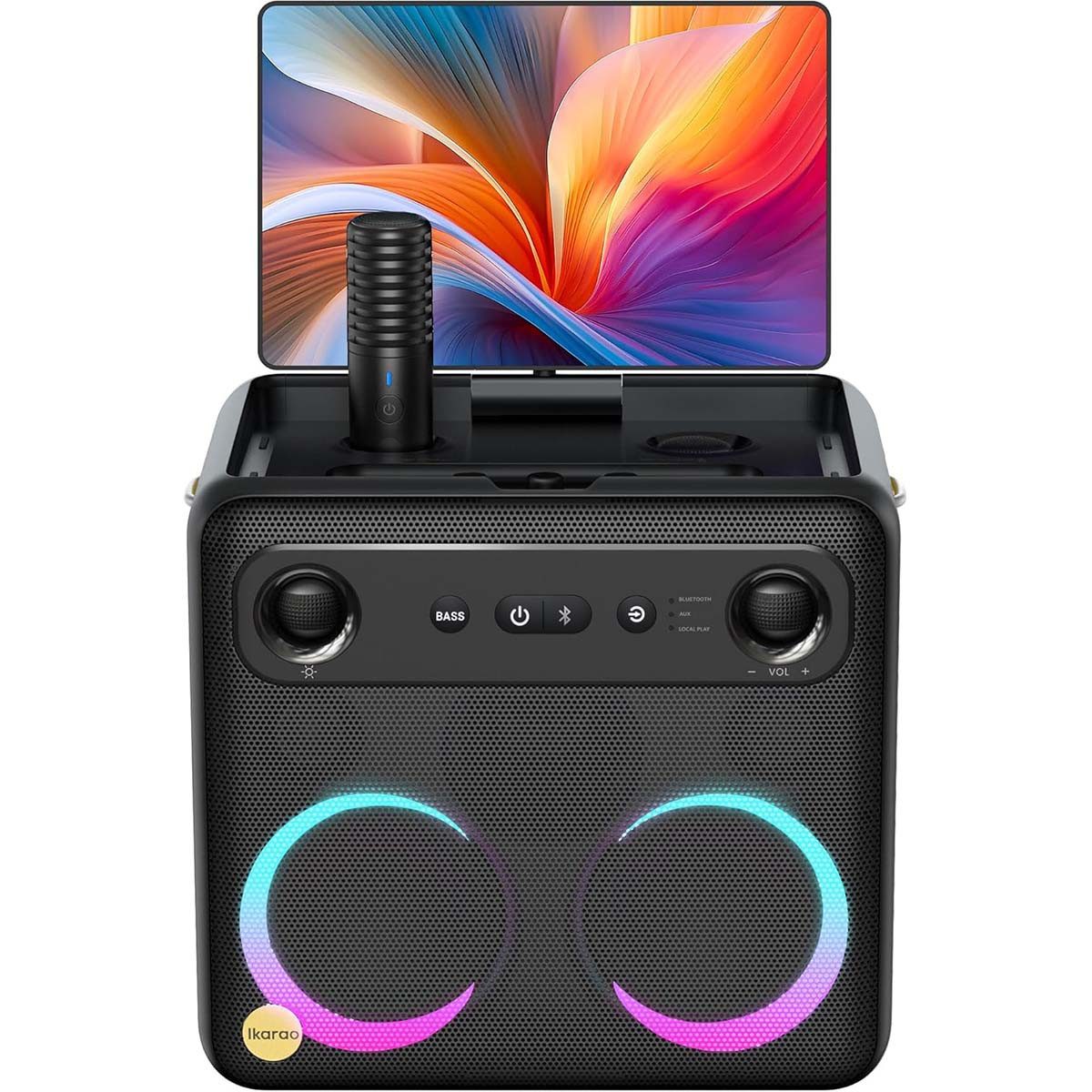 Ikarao Ikarao Break X2 Karaoke-Maschine (Bluetooth, 300 W, Touchscreen, Android Karaoke, WLAN, HDMI und selbstladende Mikrofone)