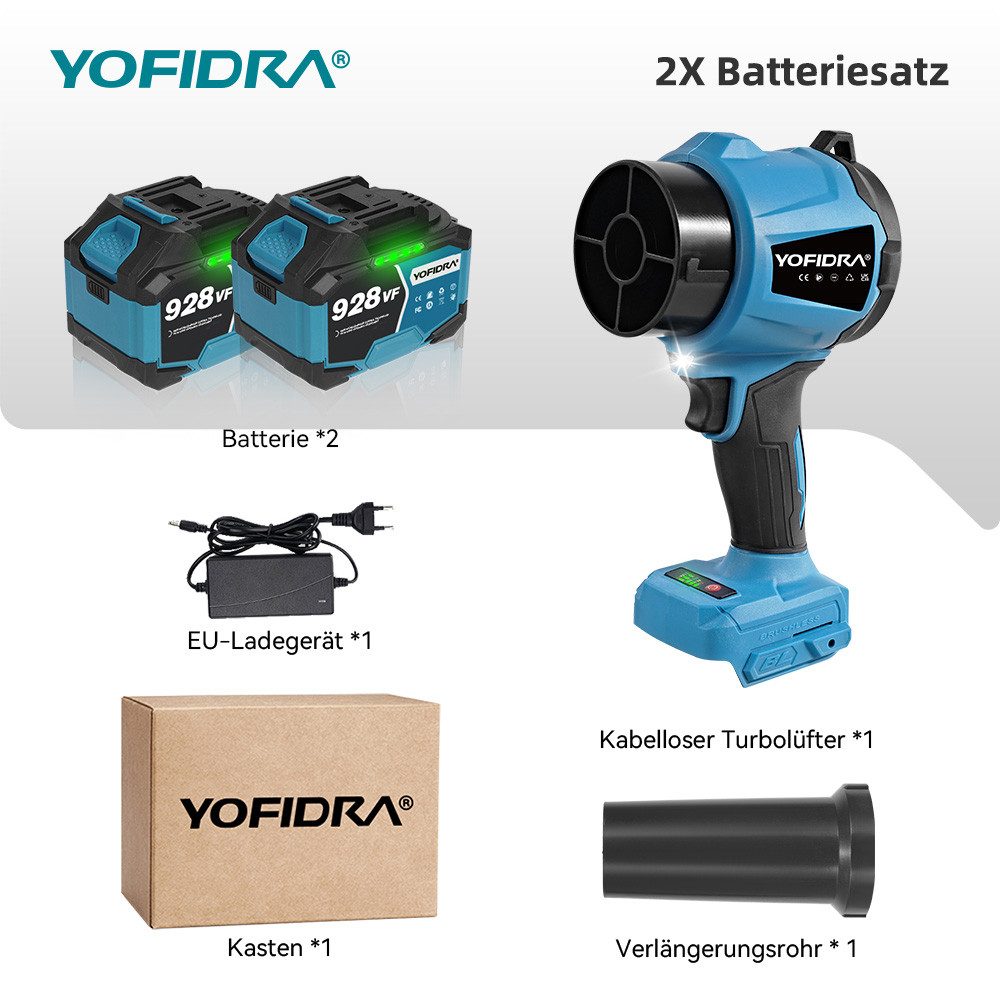 Yofidra Akku-Gebläse Bürstenloses Laubbläser 300 m/s Schneefräse Turbo Jet günstig online kaufen