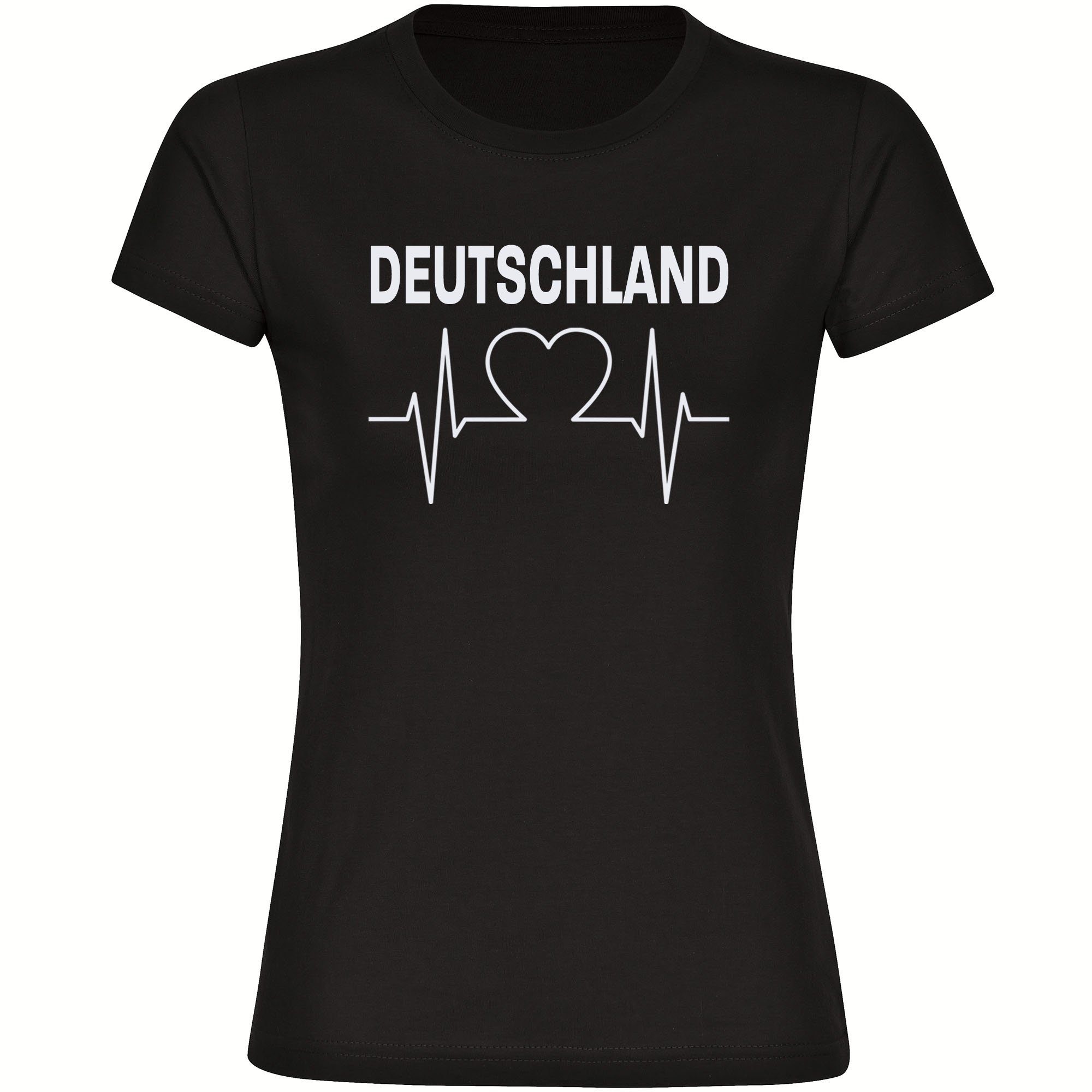 multifanshop T-Shirt Damen Deutschland - Herzschlag - Frauen