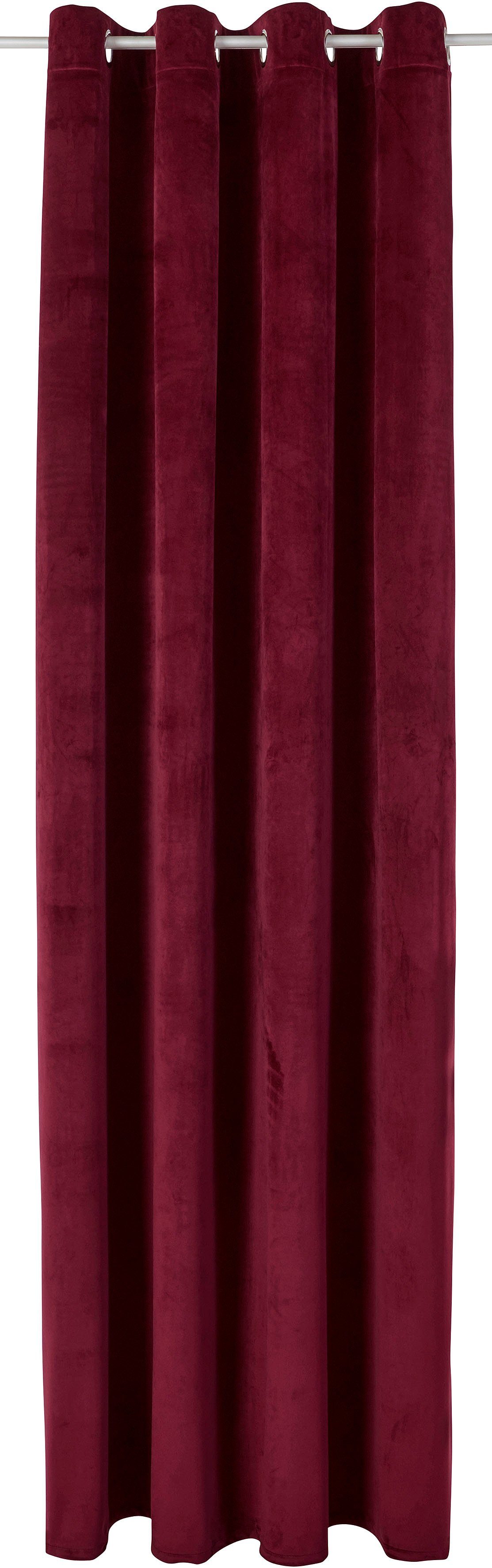 Vorhang Velvet (2 Uni, St), Polyester, my Samt Ösen home, blickdicht, rot