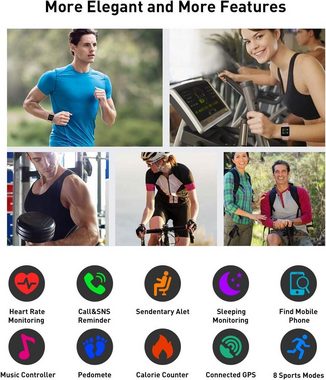 Fitpolo mit Musiksteuer Schlafmonitor Uhren für Damen Herren Kinder Smartwatch (1.3 Zoll, Android iOS), mit herzfrequenz,IP68 Wasserdicht Fitness Voller Touchscreen
