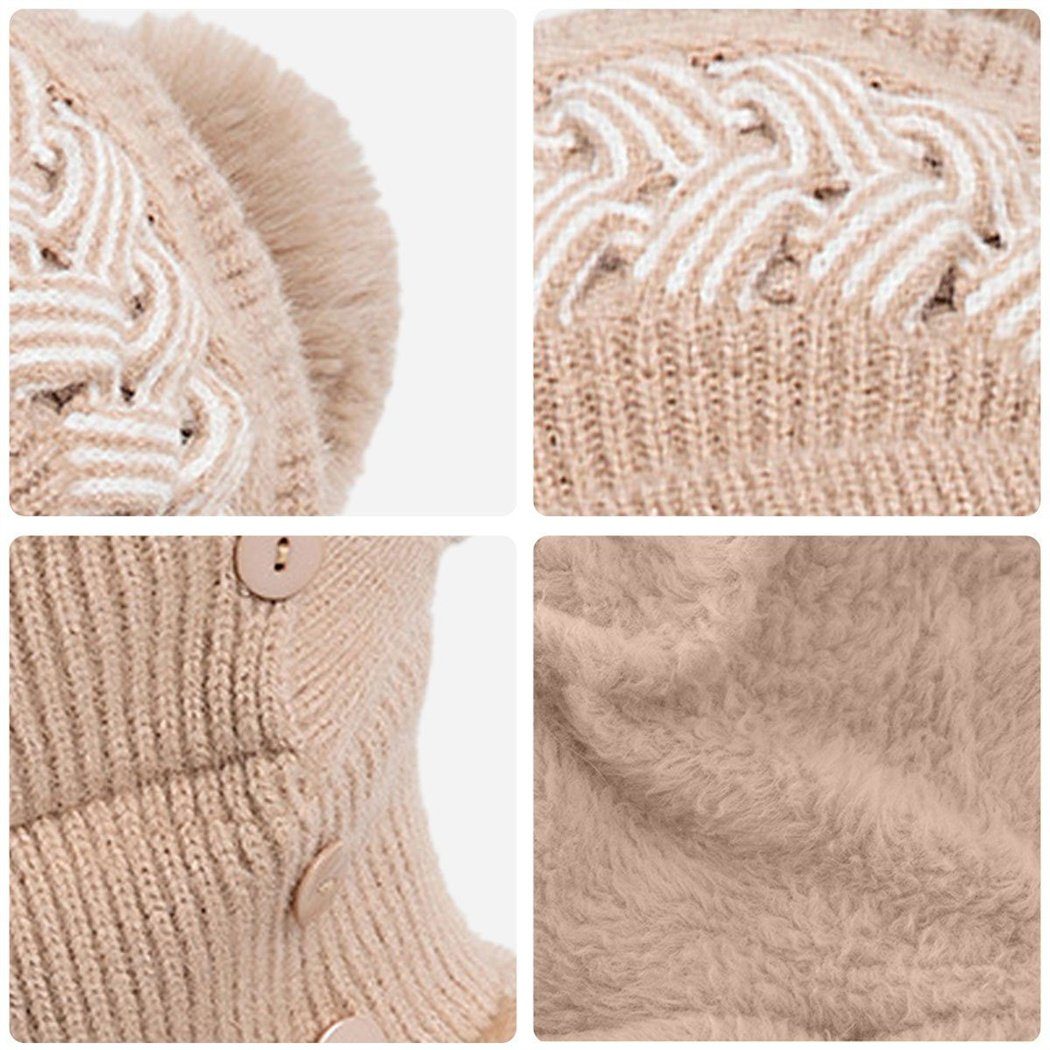 DAYUT Strickmütze Winter-Strickmütze für Frauen, warm Halsschutz, winddicht und (1-St)