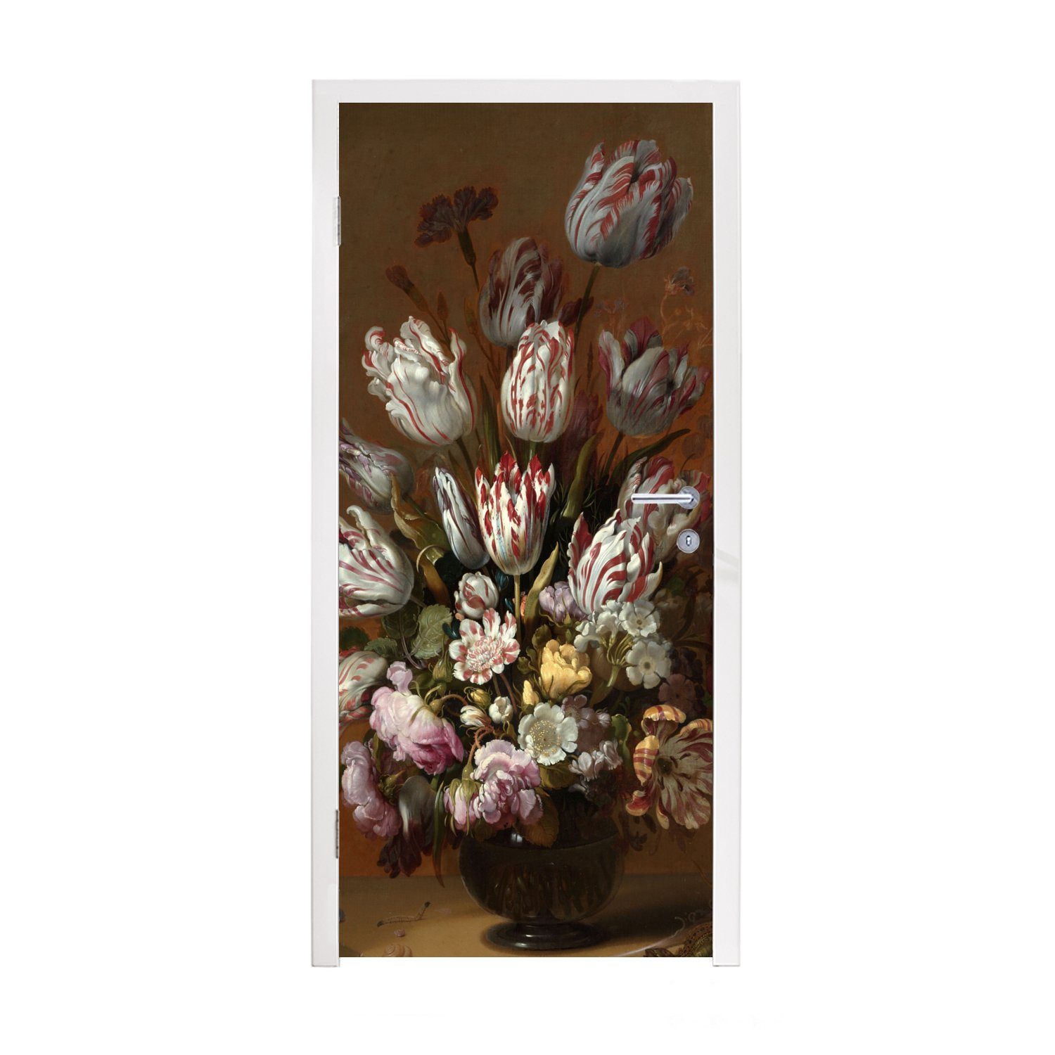 MuchoWow Türtapete Kunst - Blumen - Stillleben - Alte Meister - Vintage, Matt, bedruckt, (1 St), Fototapete für Tür, Türaufkleber, 75x205 cm