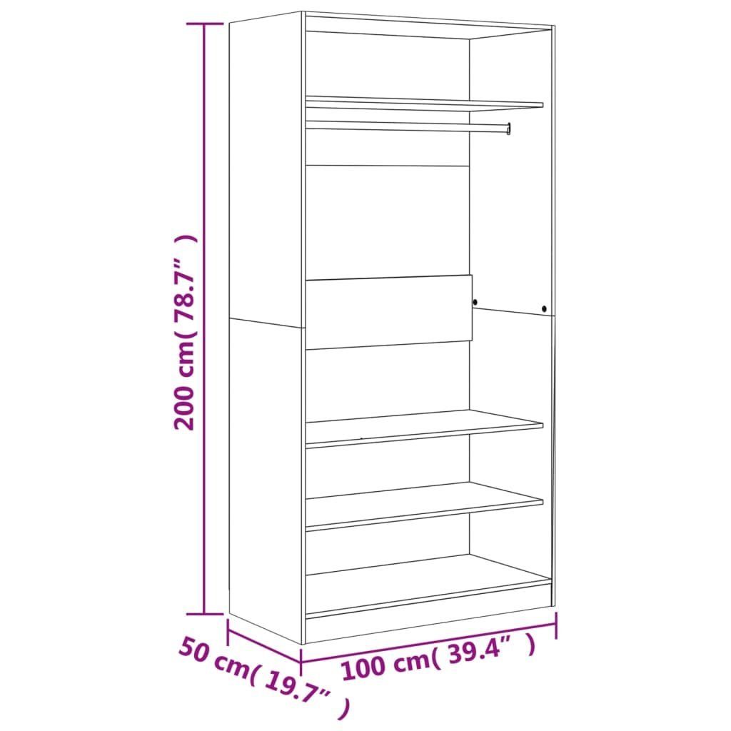 Holzwerkstoff furnicato (1-St) Räuchereiche 100x50x200 cm Kleiderschrank