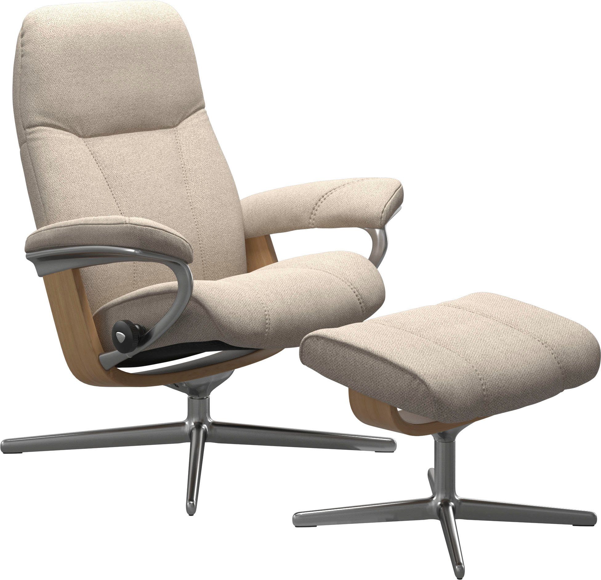 & mit Consul Größe Stressless® mit L, Hocker, S, (Set, Relaxsessel Relaxsessel Holzakzent mit Cross M Eiche Hocker), Base,