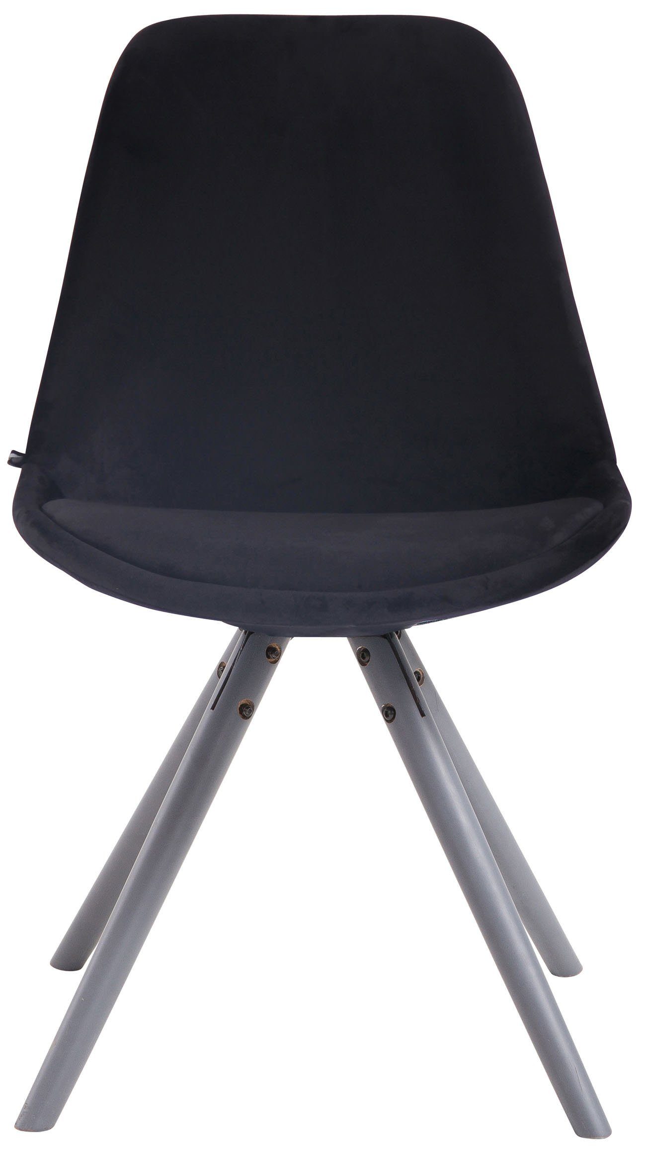 TPFLiving schwarz Sitzfläche: grau rund Samt hochwertig Toulon Besucherstuhl - Wohnzimmerstuhl), Buchenholz - Konferenzstuhl - Sitzfläche Esszimmerstuhl gepolsterter (Küchenstuhl - mit Gestell: