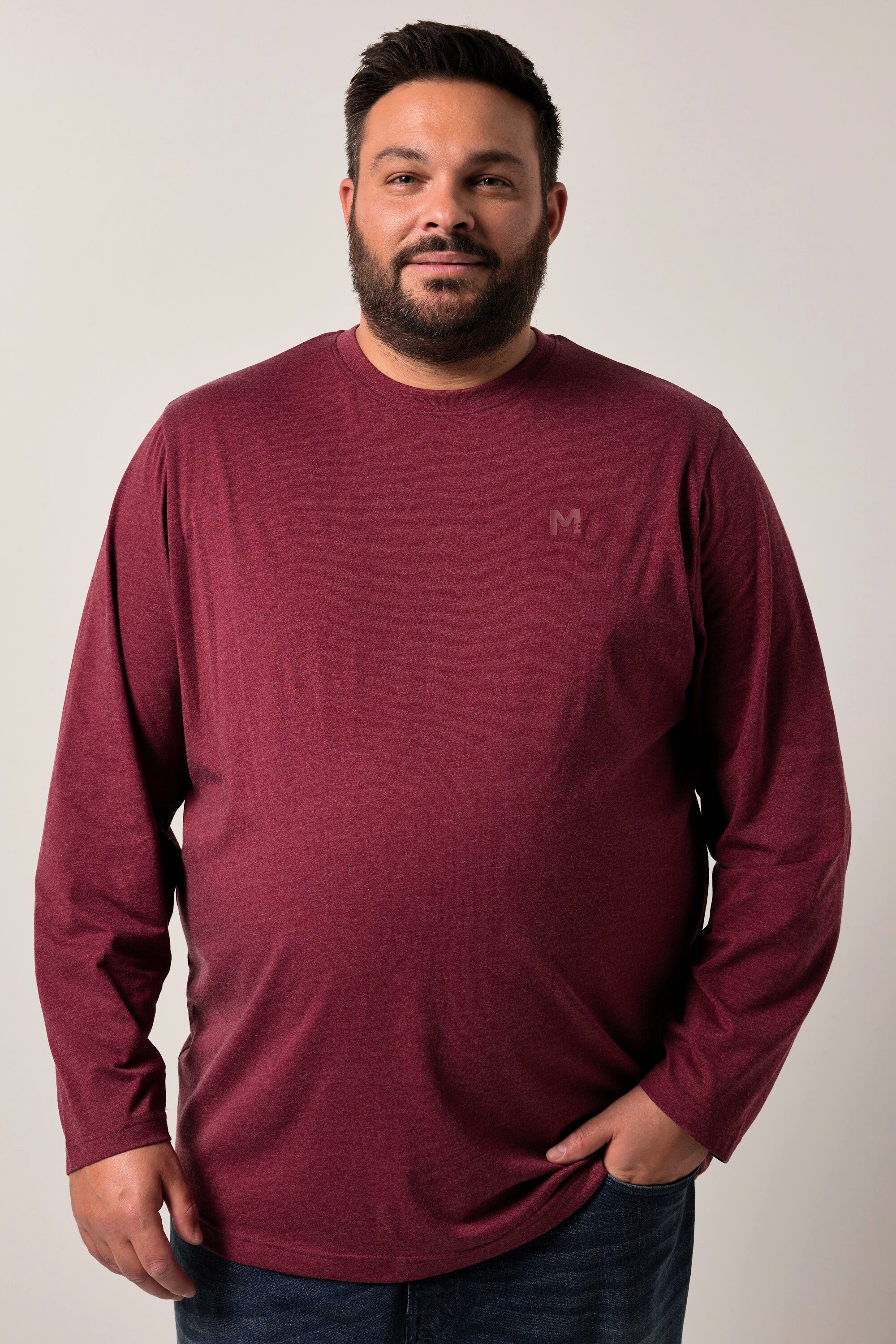 Men Plus T-Shirt Men+ Langarmshirt Basic Rundhals bis 8 XL günstig online kaufen