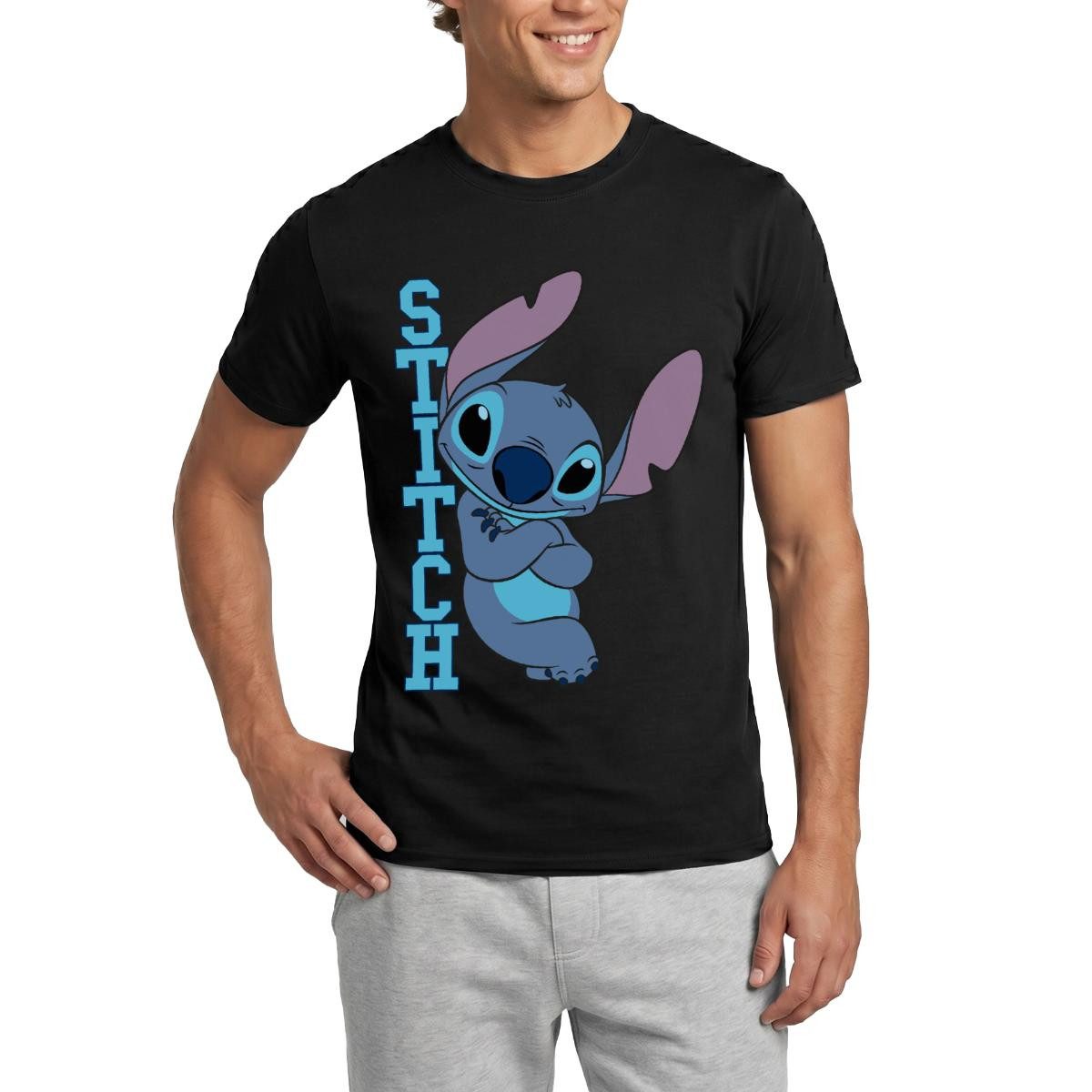 Spreadshirt T-Shirt Lilo & Stitch, Stitch Mit Schriftzug Männer T-Shirt (1-tlg)