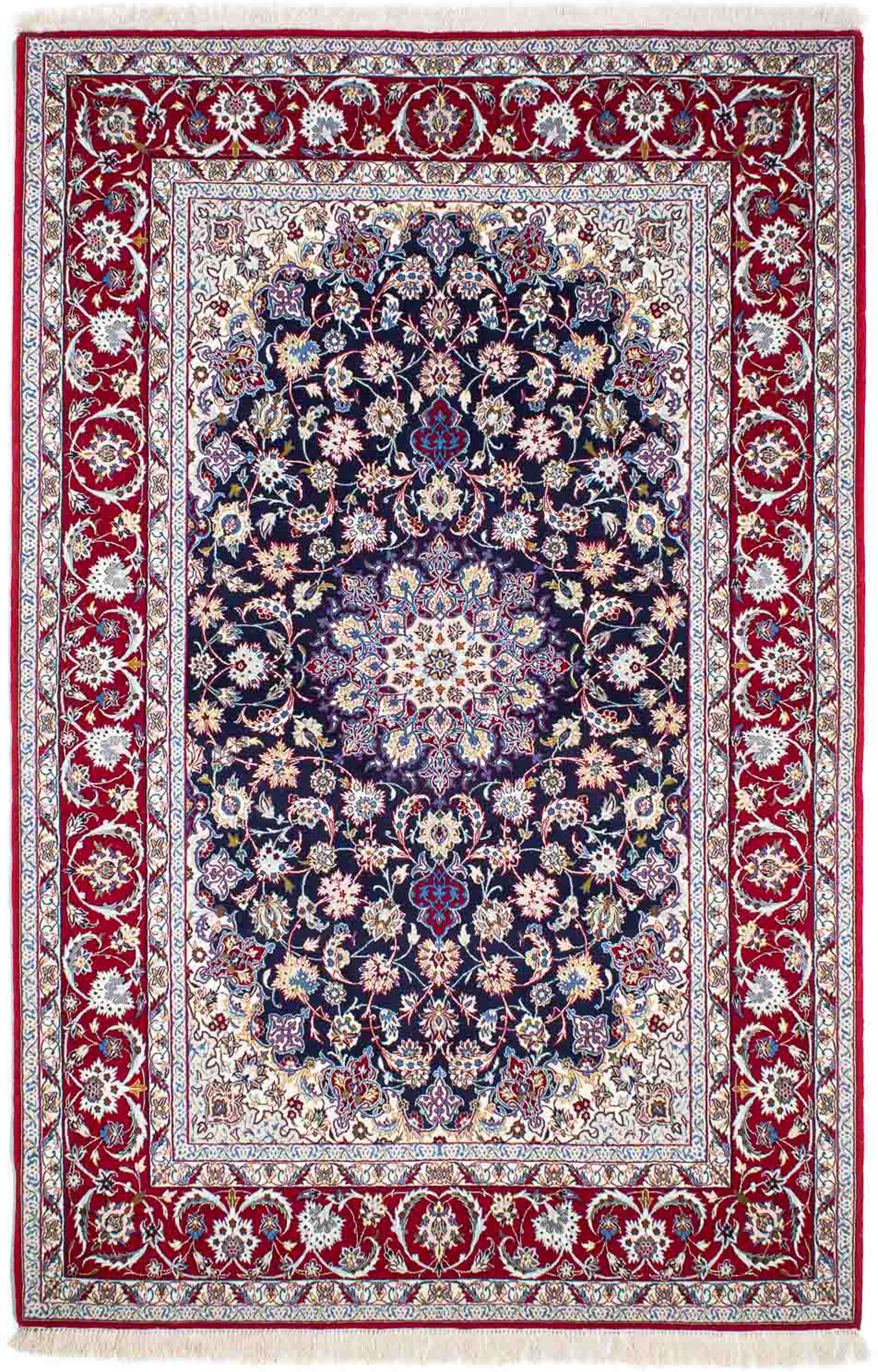 Orientteppich Perser mm, Handgeknüpft, - morgenland, Premium 243 Einzelstück dunkelrot, Wohnzimmer, rechteckig, x - mit cm 6 Zertifikat Höhe: 159 Isfahan - 