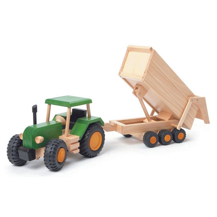 ERST-HOLZ Spielzeug-Auto Holztraktor mit hohem Anhänger Traktor mit hohem Anhänger uniwood Trecker aus Holz 928-4010-Hänger-1