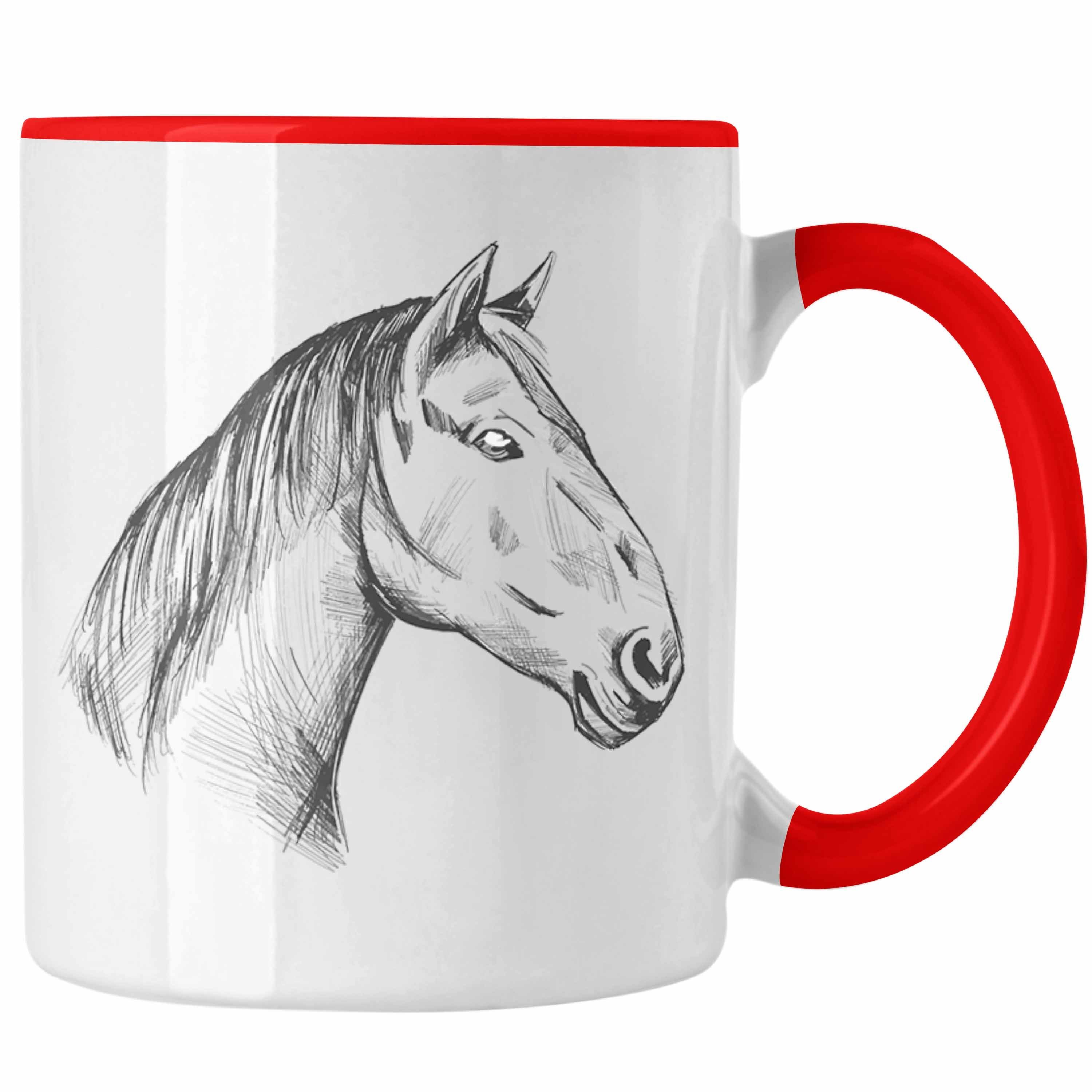 Trendation Tasse Pferde Tasse Lustig Reiterin Geschenk Pferde Geschenke Mädchen Pferdeliebhaber Rot