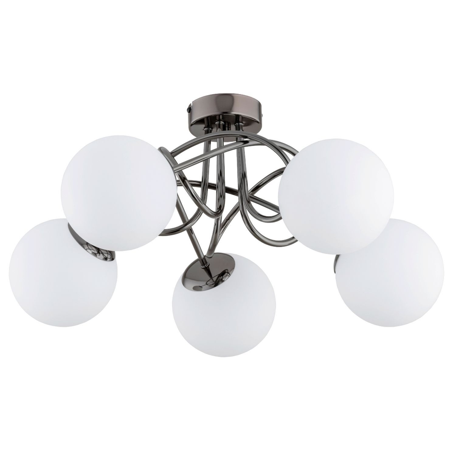 Licht-Erlebnisse Deckenleuchte BRIONI, ohne Leuchtmittel, Glas Metall B: 51 cm Schwarz-Chrom Weiß E14 Kugelschirm Retro