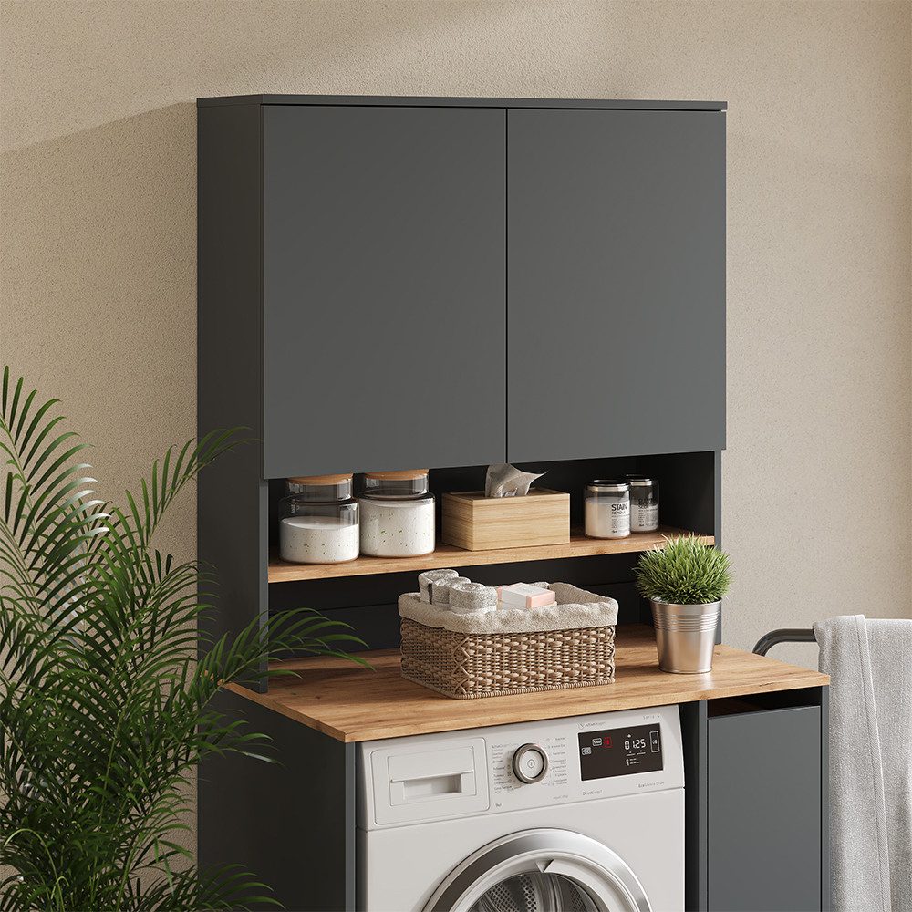 Vicco Waschmaschinenumbauschrank Viktor, Anthrazit/Goldkraft Eiche, 93.6 x günstig online kaufen