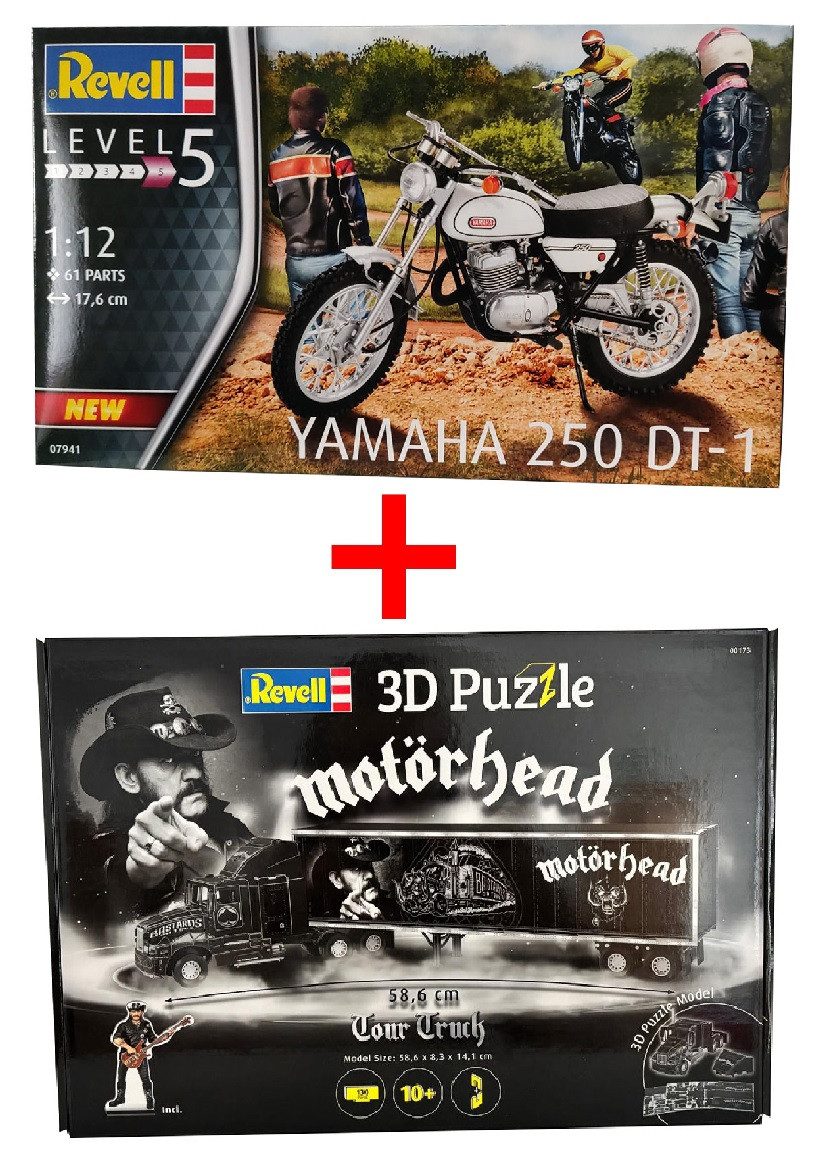 Revell® 3D-Puzzle Revell Yamaha 250 DT-1 Modellbausatz + Motörhead Tour Truck 3D Puzzle, 130 Puzzleteile