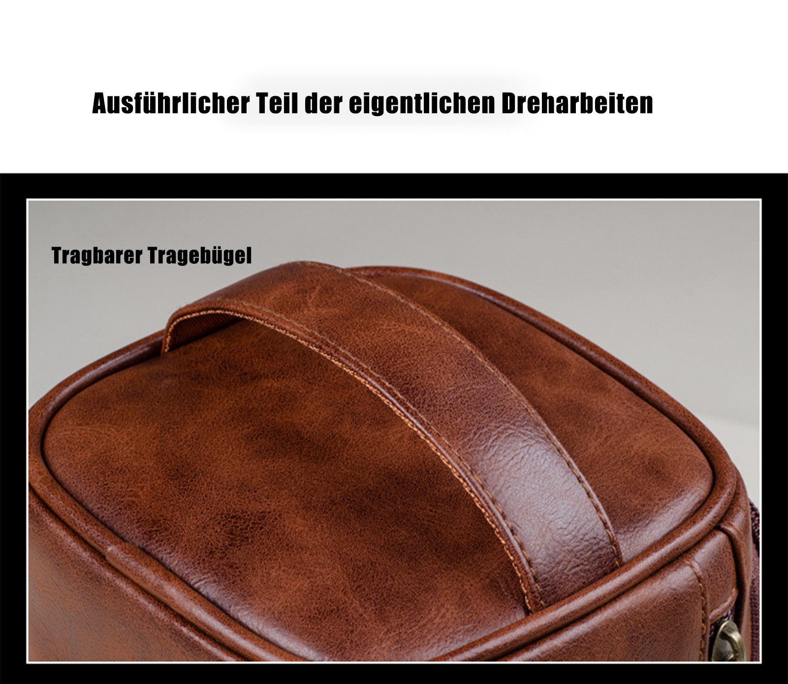 Jumpeak Kulturbeutel kulturtasche damen,kulturtasche damen gross,kulturbeutel herren, PU-Leder, dreifaches Lederdesign,kulturbeutel damen,Brauner