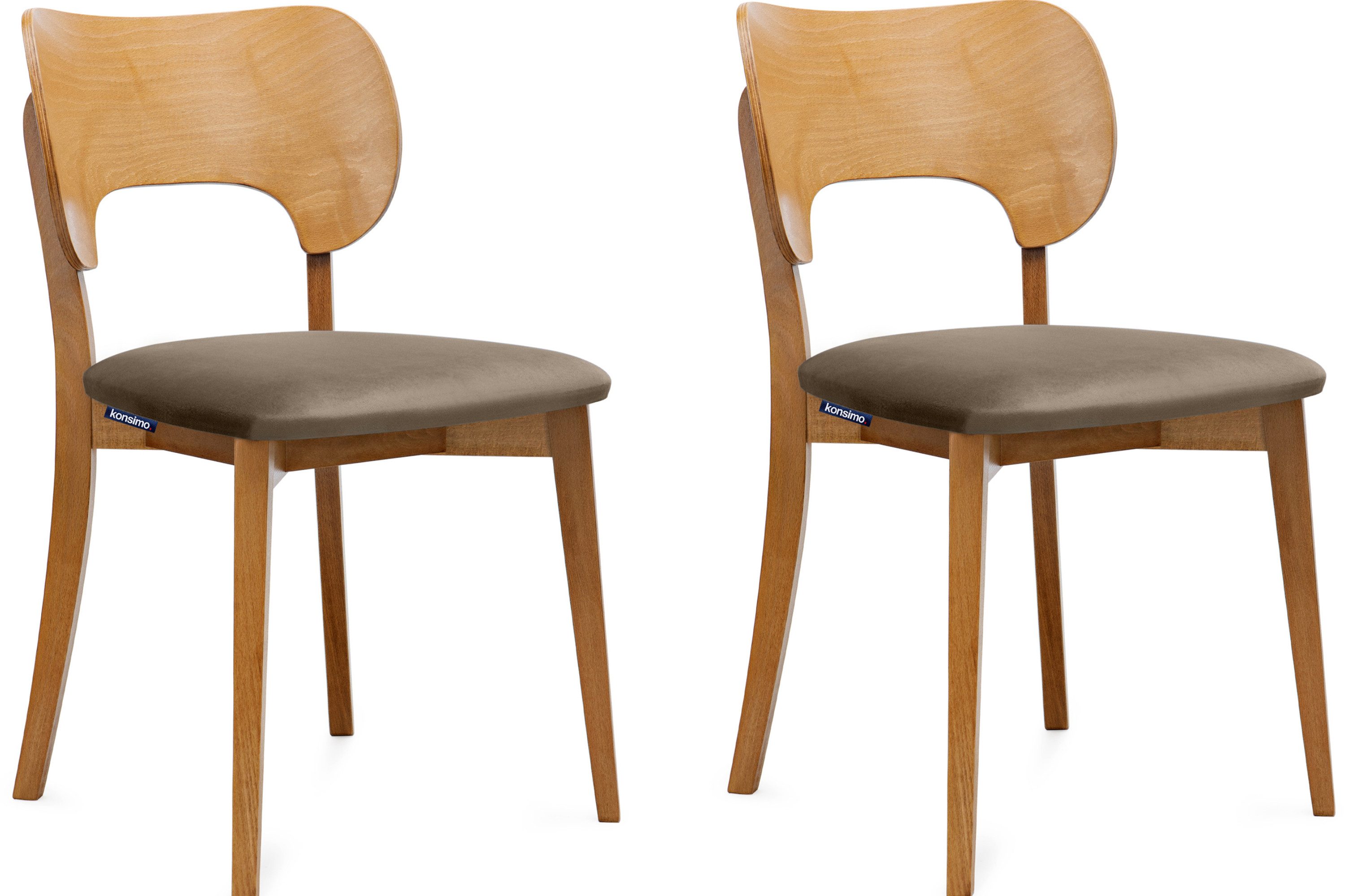 KONSIMO® Holzstuhl LYCO Esszimmerstühle, bequemer Sitz, Eiche (Set, 2 St), Velours-Sitz, Gestell aus Massivholz, hergestellt in der EU
