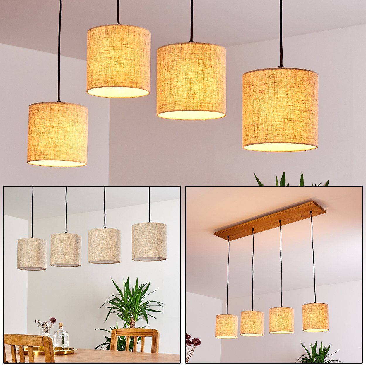 hofstein Pendelleuchte »Meolo« Hängelampe aus Holz/Textil günstig online kaufen