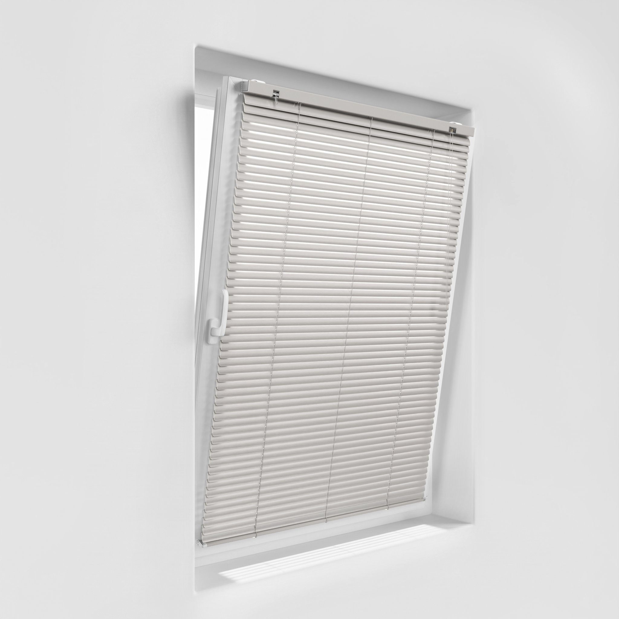 Victoria M. Jalousie Aluminium Jalousie, 40 x 130 cm, pfefferweiß-beige matt, mit Bohrenohne Bohren, freihängend, Sicht- Licht- und Blendschutz, inkl. Klemmclips