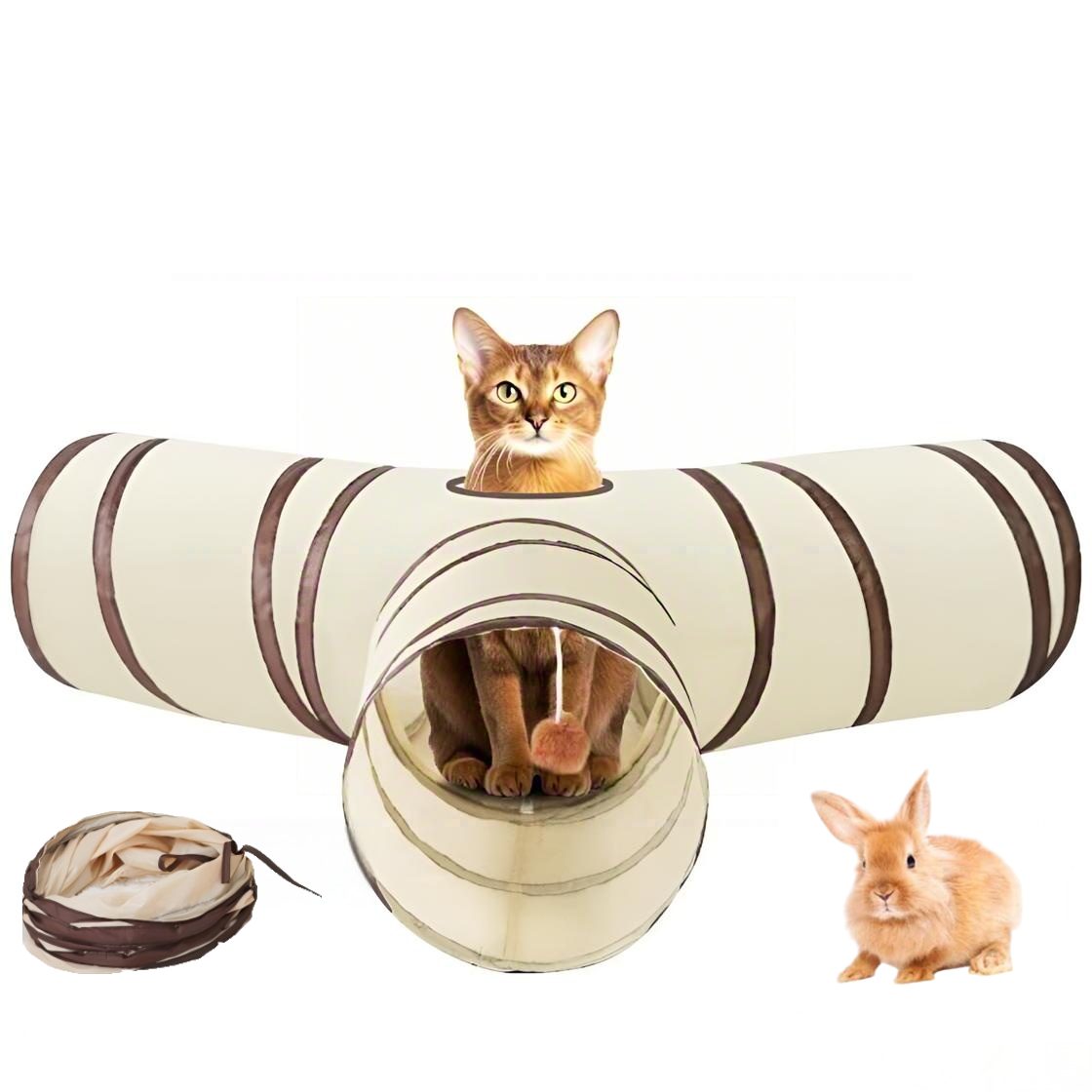 ibettertec Tier-Intelligenzspielzeug Faltbarer Katzentunnel,Agility-Tunnel,Tier-Intelligenzspielzeug, für Kätzchen, Welpen, Kaninchen, kleine Hunde Katze Spielzeug,Hundenspielzeug,Spieltunnel