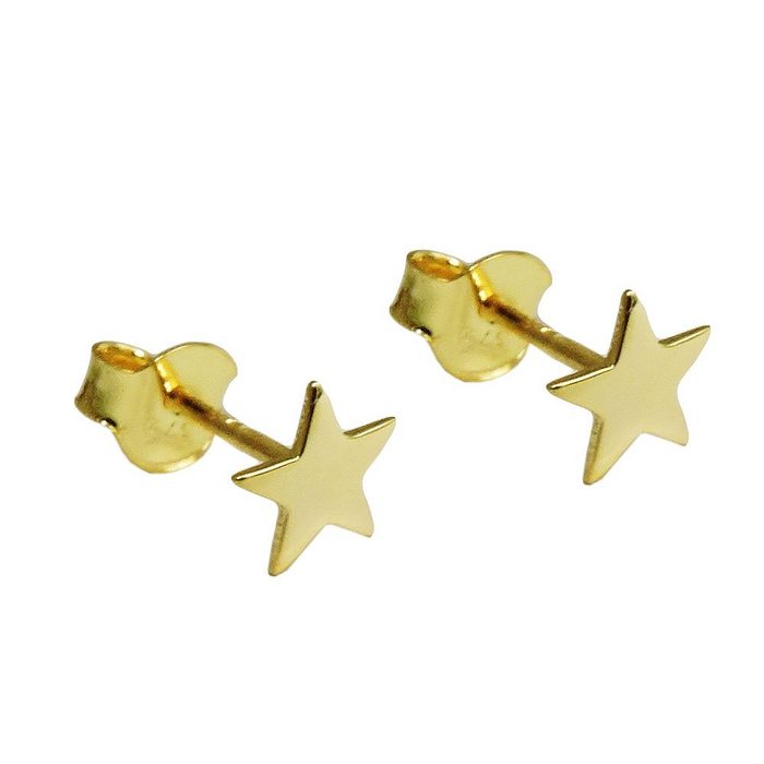 Gallay Paar Ohrstecker Ohrstecker Ohrring 6mm Stern glänzend flach 9Kt GOLD