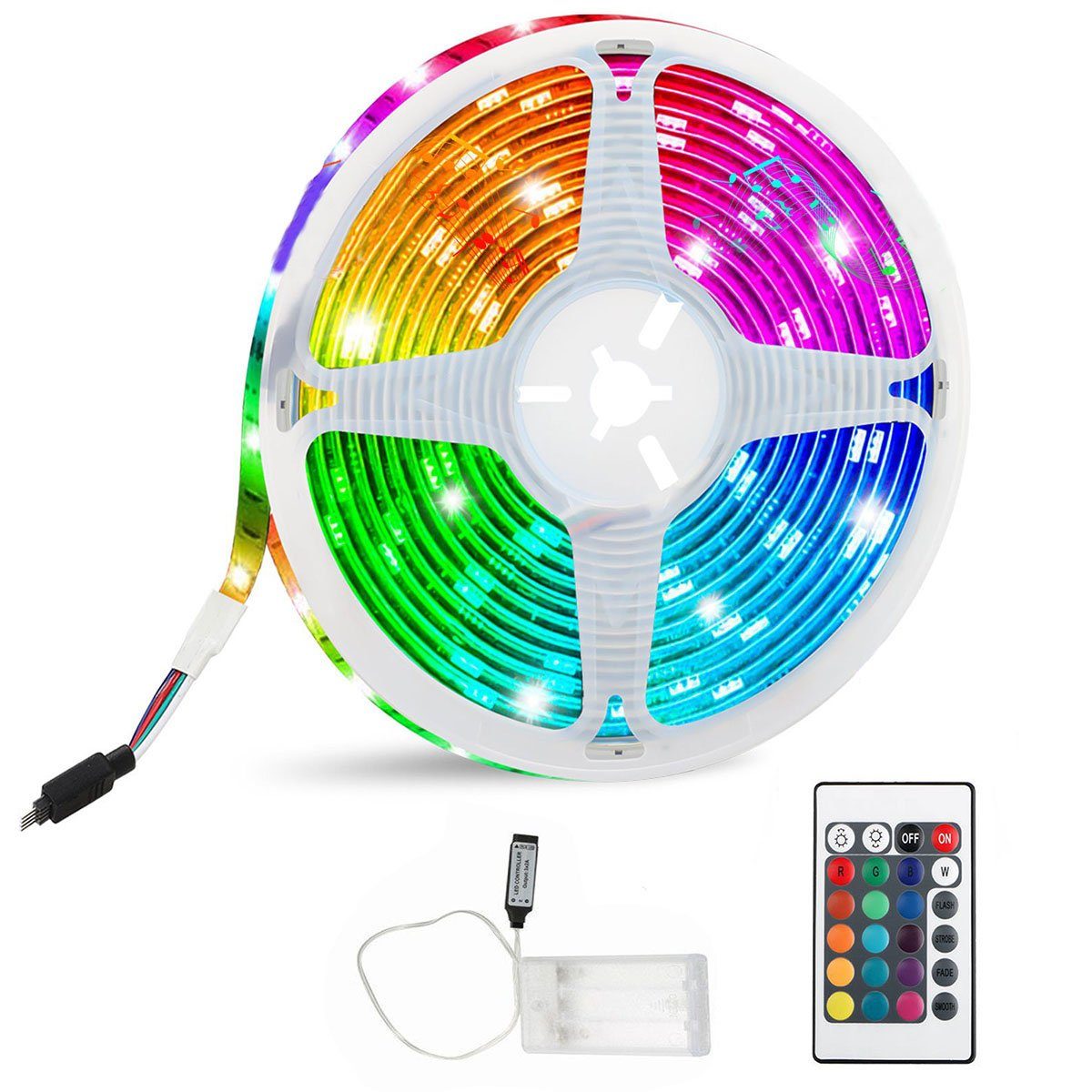 LED-Leuchten IR-Fernbedienung, langes RGB 5050 LED-Streifen Ultra oyajia Farbwechsel-LED-Streifen-Kit LED-Streifen 5m 24 mit