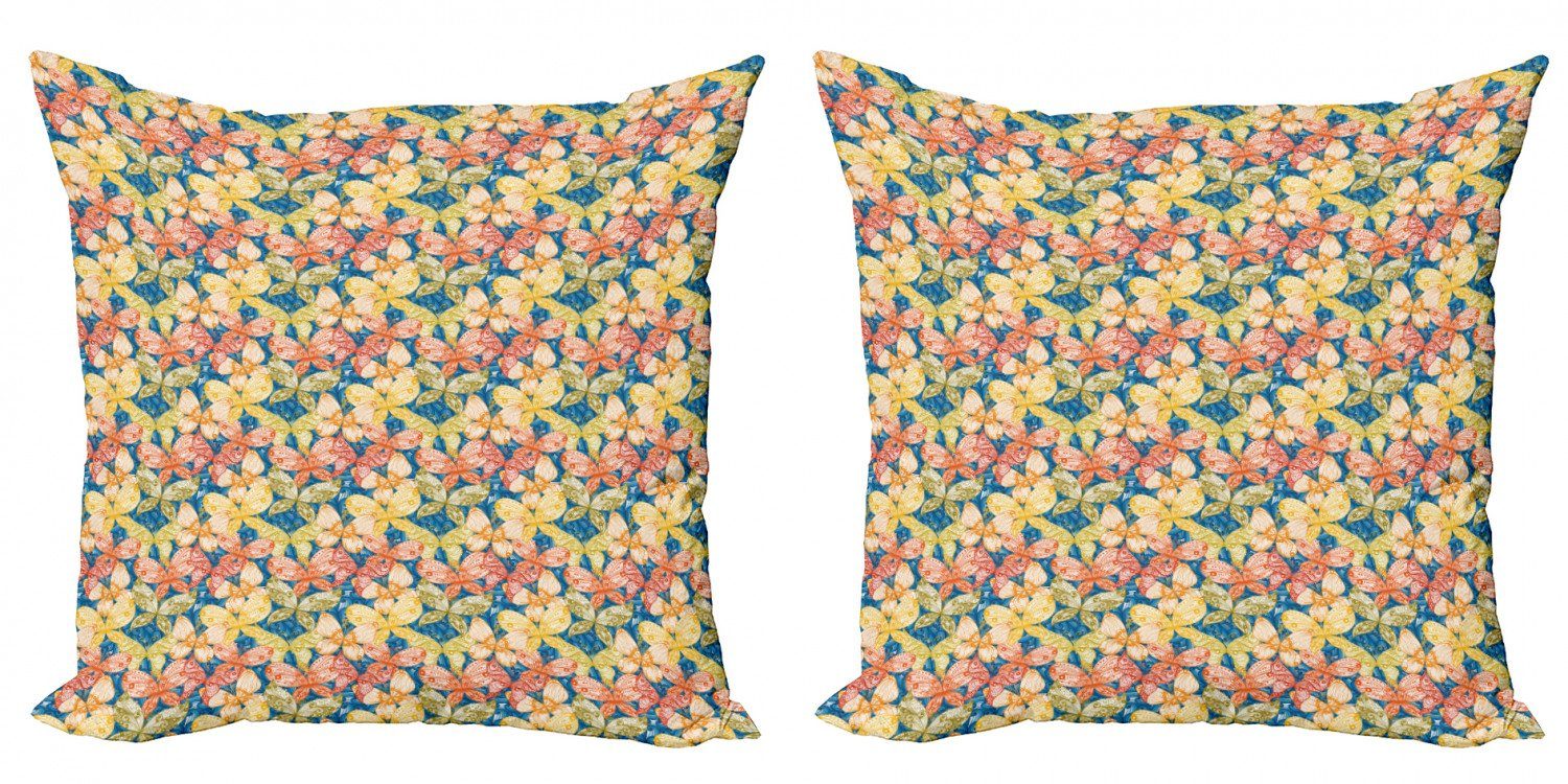 Kissenbezüge Modern Accent Doppelseitiger Schmetterlinge und (2 Herbstlaub Stück), Blumen Digitaldruck, Abakuhaus
