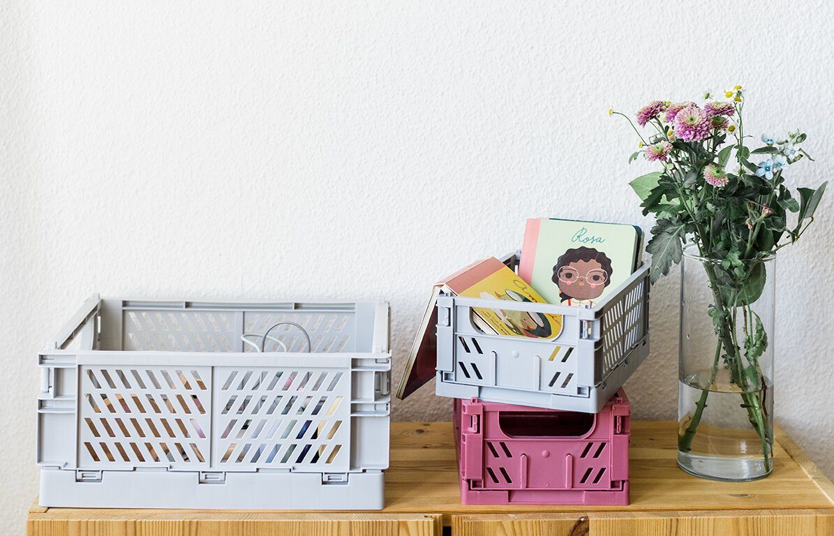 KINDSGUT Allzweckkiste Clara (Komplett-Set, 3 St., 1 tlg), Klappkisten-Set, faltbare Aufbewahrungs-Box aus Kunststoff