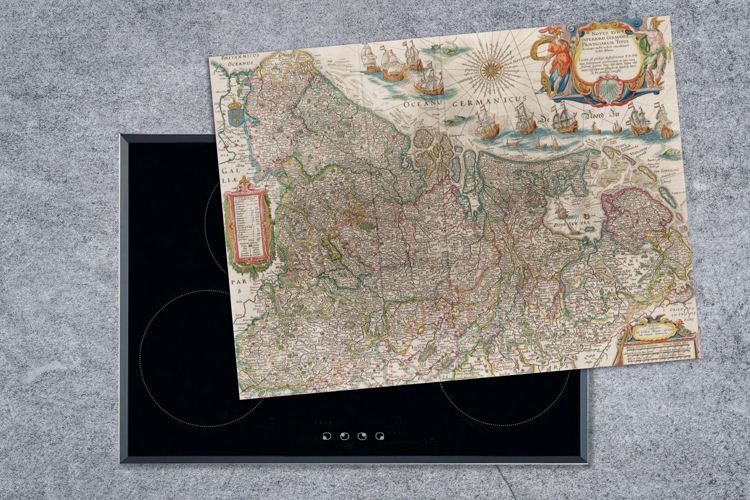 der Niederlande, 70x52 Arbeitsfläche Karte Mobile Ceranfeldabdeckung tlg), nutzbar, Herdblende-/Abdeckplatte cm, MuchoWow Vinyl, (1