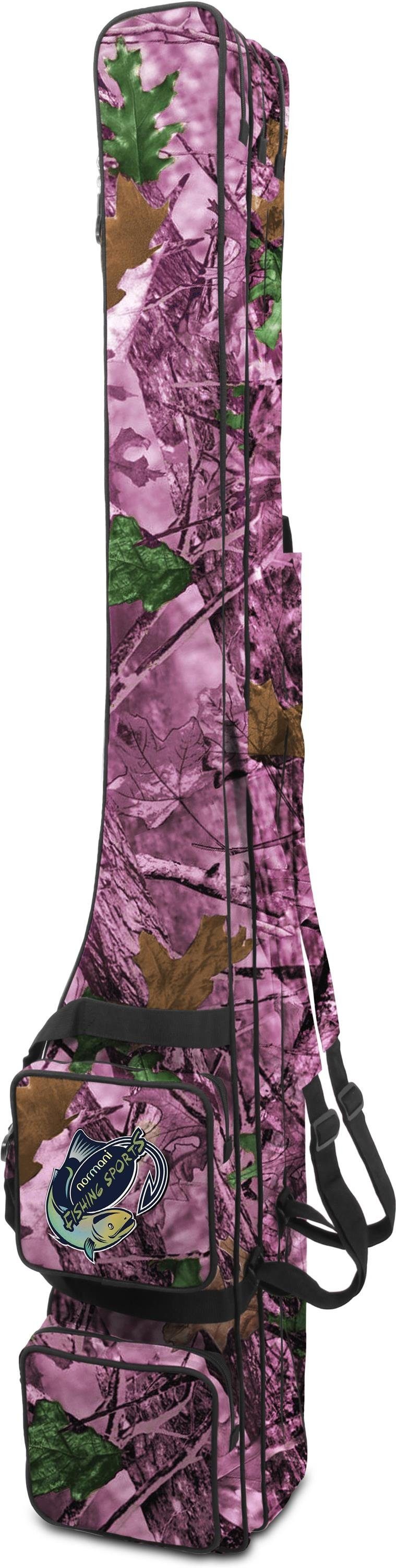 normani Angelrutentasche Rutentasche 1,70 m RodBox Triple, Rutenfutteral für 6 Ruten Rutenkoffer mit Keschertasche 4 Außentaschen Hunting Camo Pink