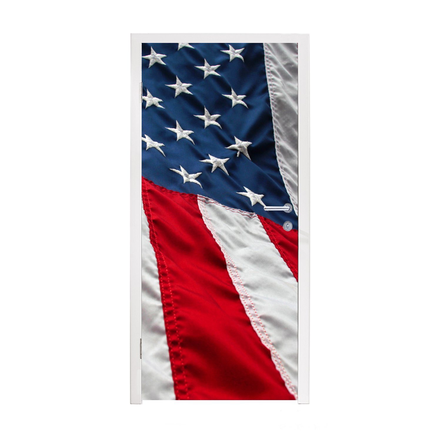 MuchoWow Türtapete Nahaufnahme der Flagge der Vereinigten Staaten, Matt, bedruckt, (1 St), Fototapete für Tür, Türaufkleber, 75x205 cm