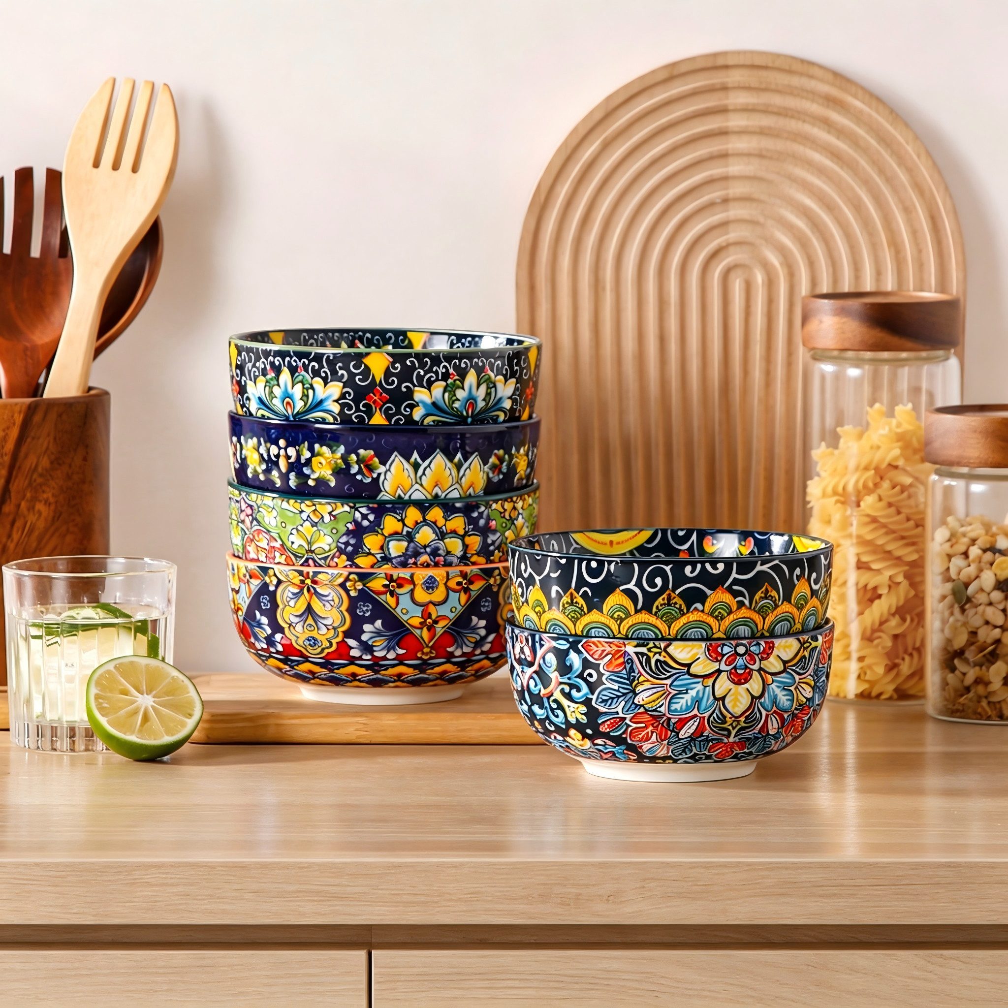 vancasso Schale 6tlg Schale-Set für 6, LUMI Müslischale, Porzellan, BOHO-Stil, Porzellan, (Set, 6-tlg)