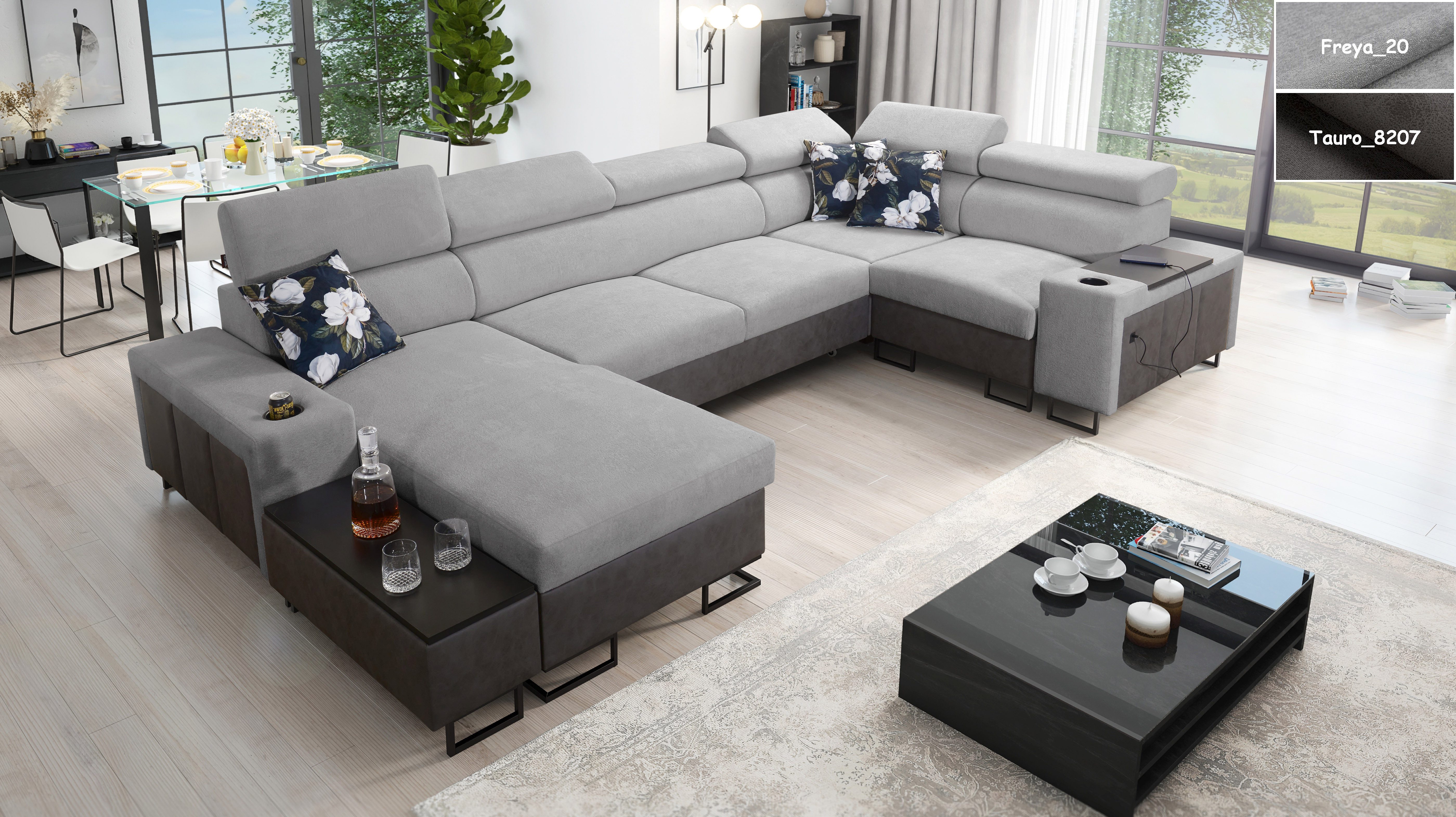 Möbel für Dich Wohnlandschaft Melody IV in U-Form mit USB, Ablagen und ande günstig online kaufen