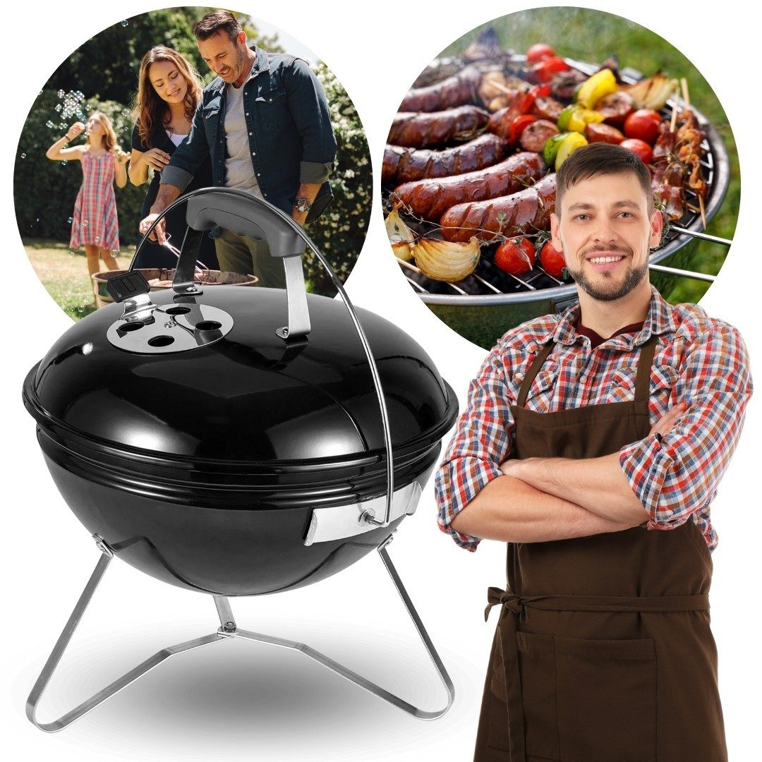 Sarcia.eu Holzkohlegrill Holzkohle-Kugelgrill, auf Beinen, mit Deckel 37x37x44 cm