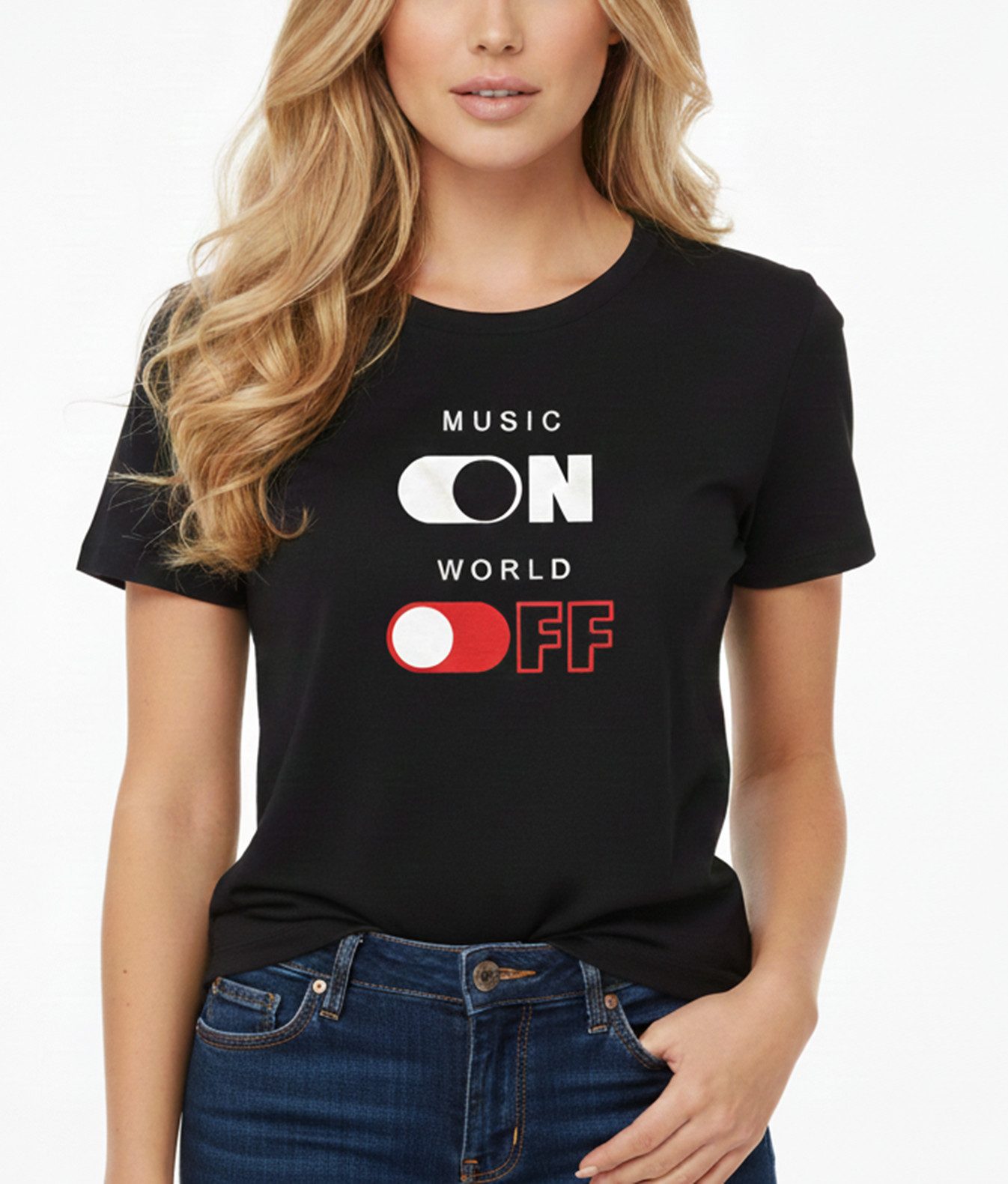 MAKAYA Print-Shirt Schwarzes Musik Top für Frauen – Coole Geschenkidee für Musikfans (Schwarz, S, M, L, XL) Baumwolle
