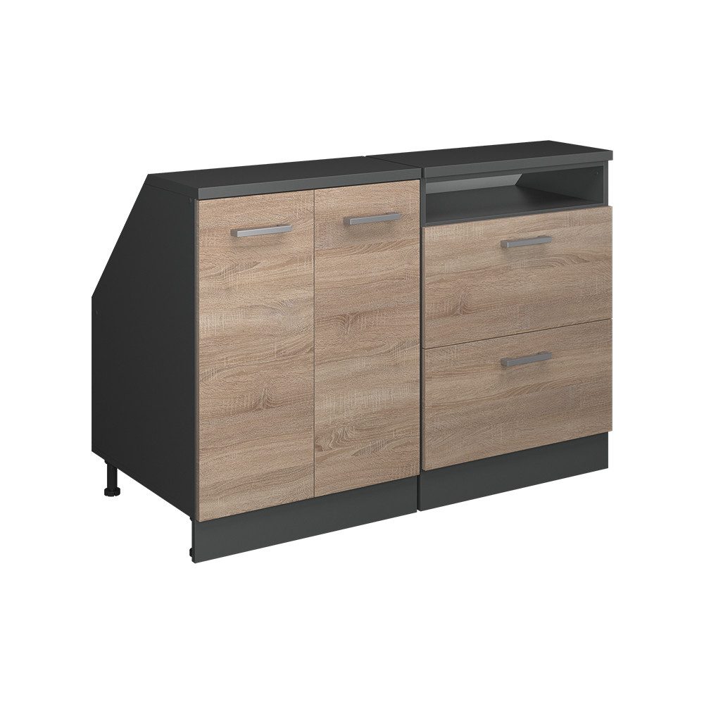 Vicco Unterschrank R-Line, Sonoma/Anthrazit, 120 cm 2er Set Schrankkorpuss 60 cm Tiefe (2-St)