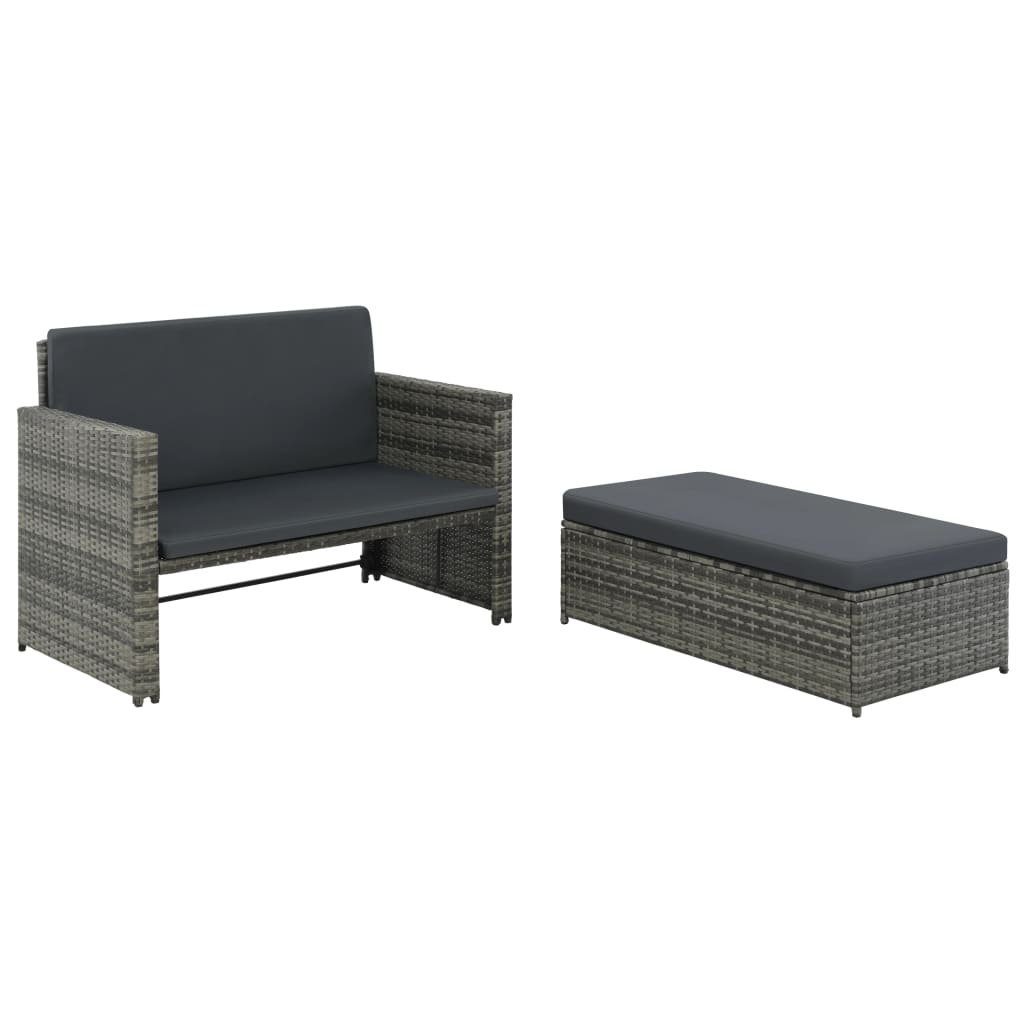 vidaXL Loungesofa »2tlg. GartenLoungeSet mit Auflagen Poly Rattan
