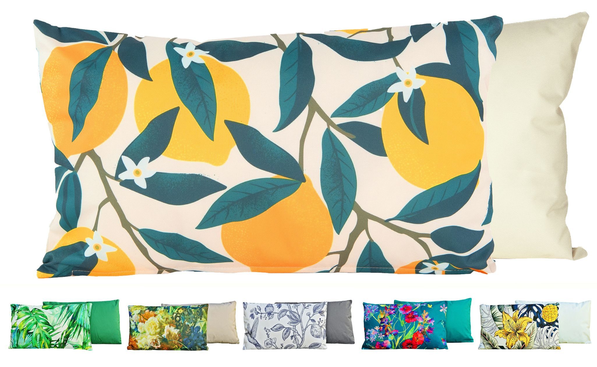 JACK Dekokissen Outdoor Lounge Kissen 30x50cm Motiv inkl. Füllung, mit Lotus-Effekt, Robust, Strapazierfähig, für Innen & Außen geeignet