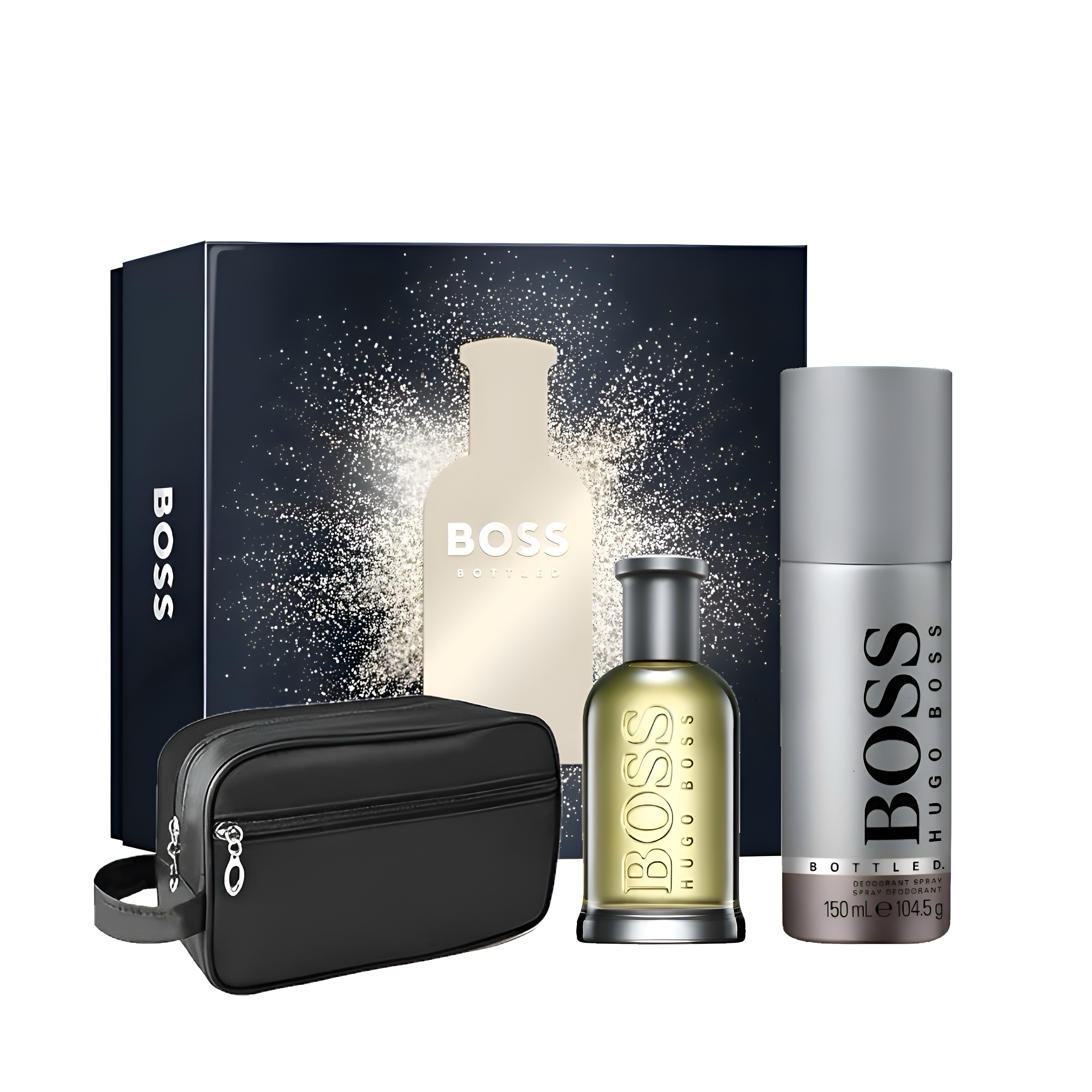 HUGO Парфюми BOSS Bottled Kulturbeutel, Parfum 50 ml Deodorant 150 ml Geschenkset, 4-tlg., Туалетна вода Körperpflege Set Geschenk für Herren