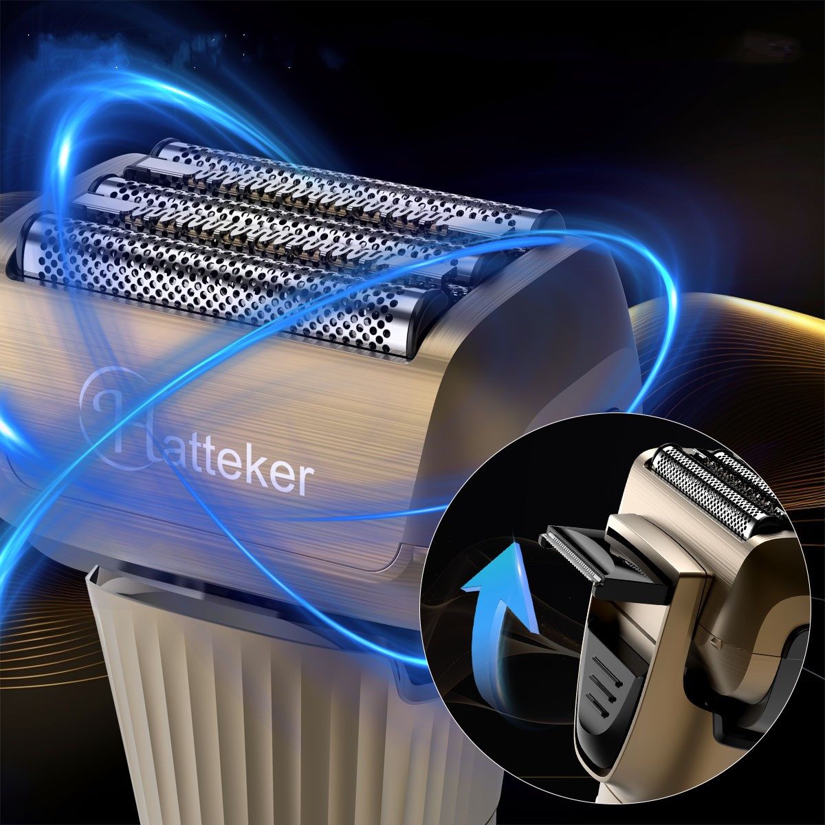 HATTEKER Haar- und Bartschneider HT-607, Wasserdicht, Folienrasierer, T-Blade-Trimmer
