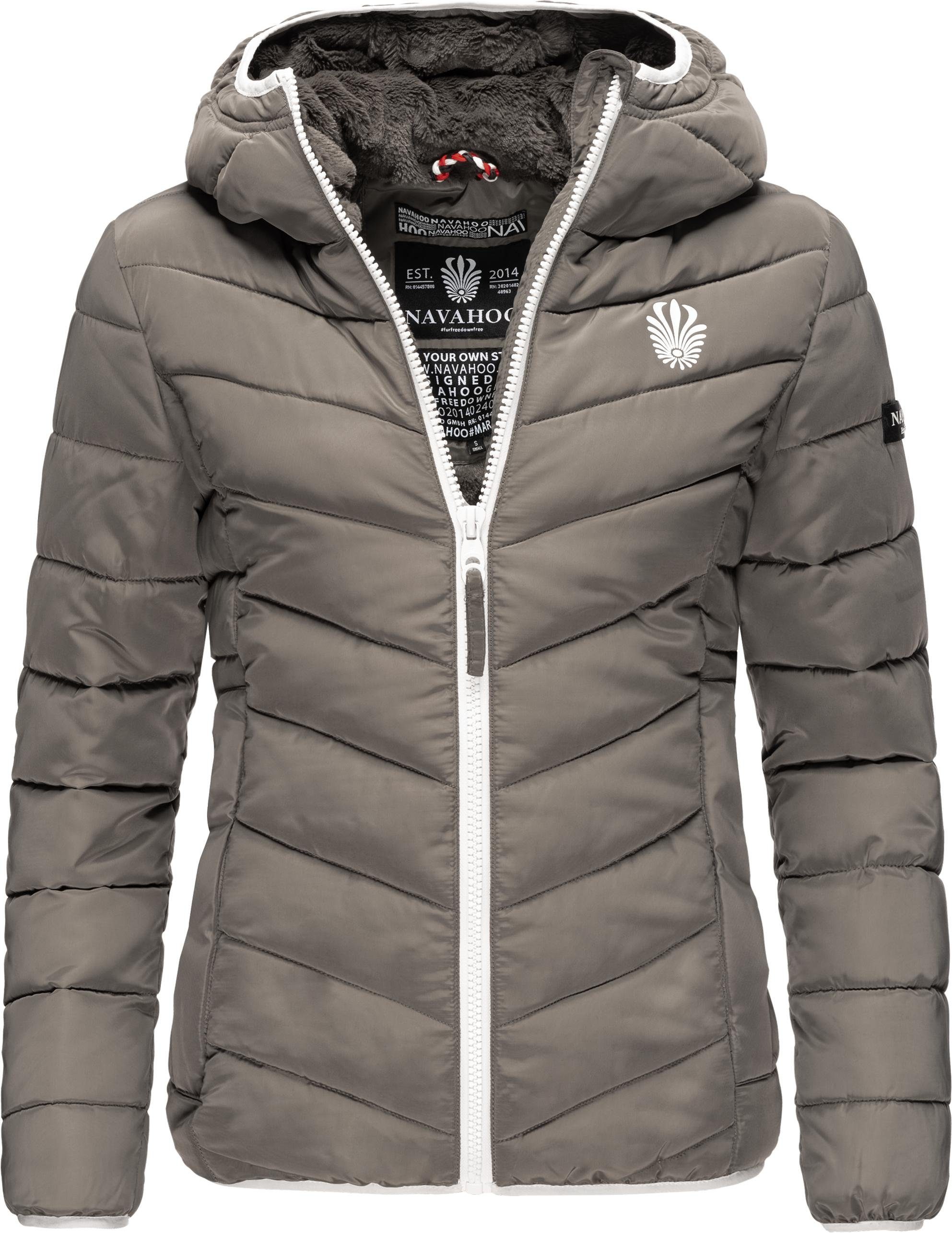 mit Kapuze Steppjacke Navahoo Winterjacke grau Damen stylische Elva