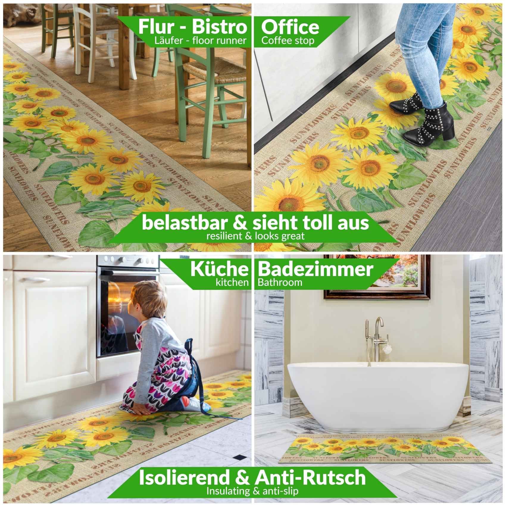 ANRO Küchenläufer Hochwertig GreenLine Flurläufer Teppichläufer Textil, Eckig, Höhe: 3 mm, Textil