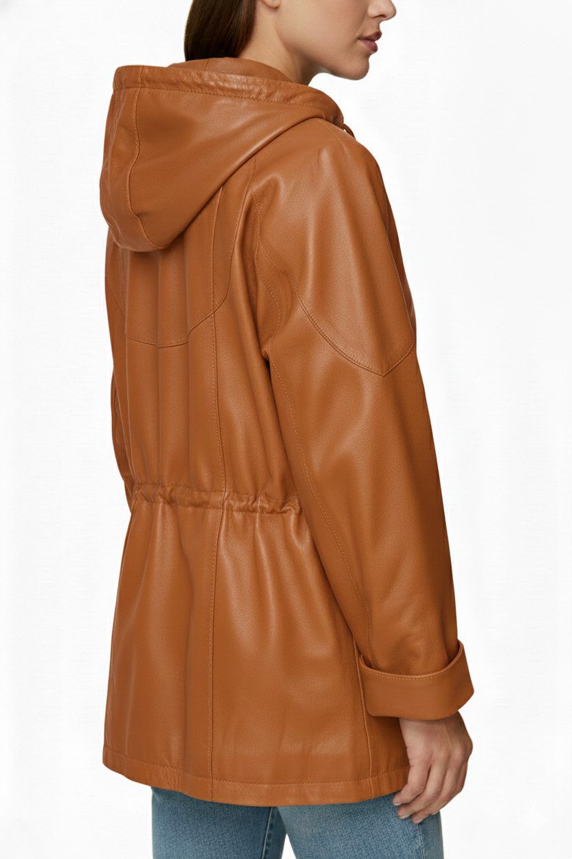 Mouflon Lederjacke Tanja abnehmbarer Kaputze mit Reißverschluss günstig online kaufen