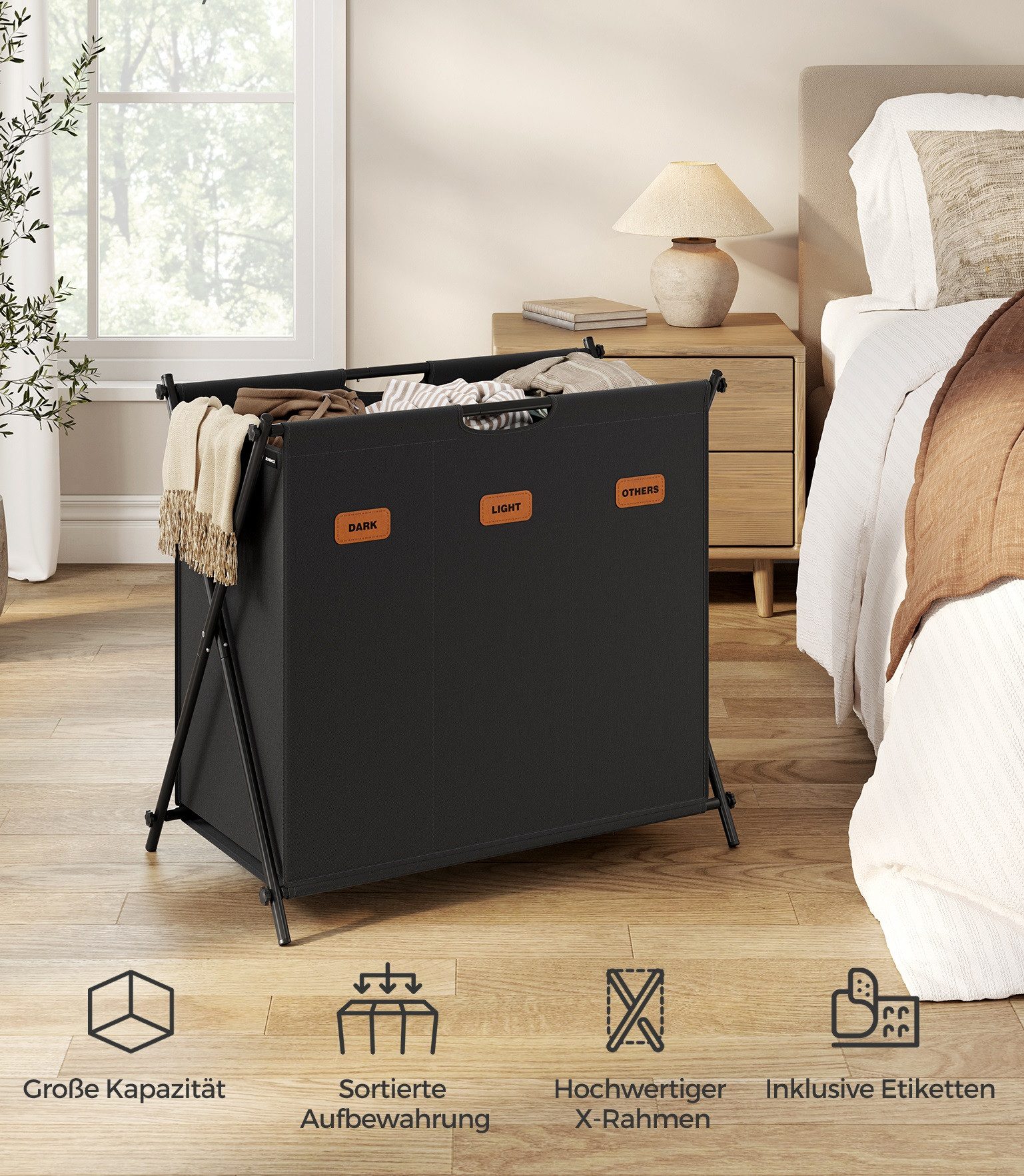 SONGMICS Wäschekorb, Wäschesammler 135 Liter, Wäschebox, klappbares X-Geste günstig online kaufen