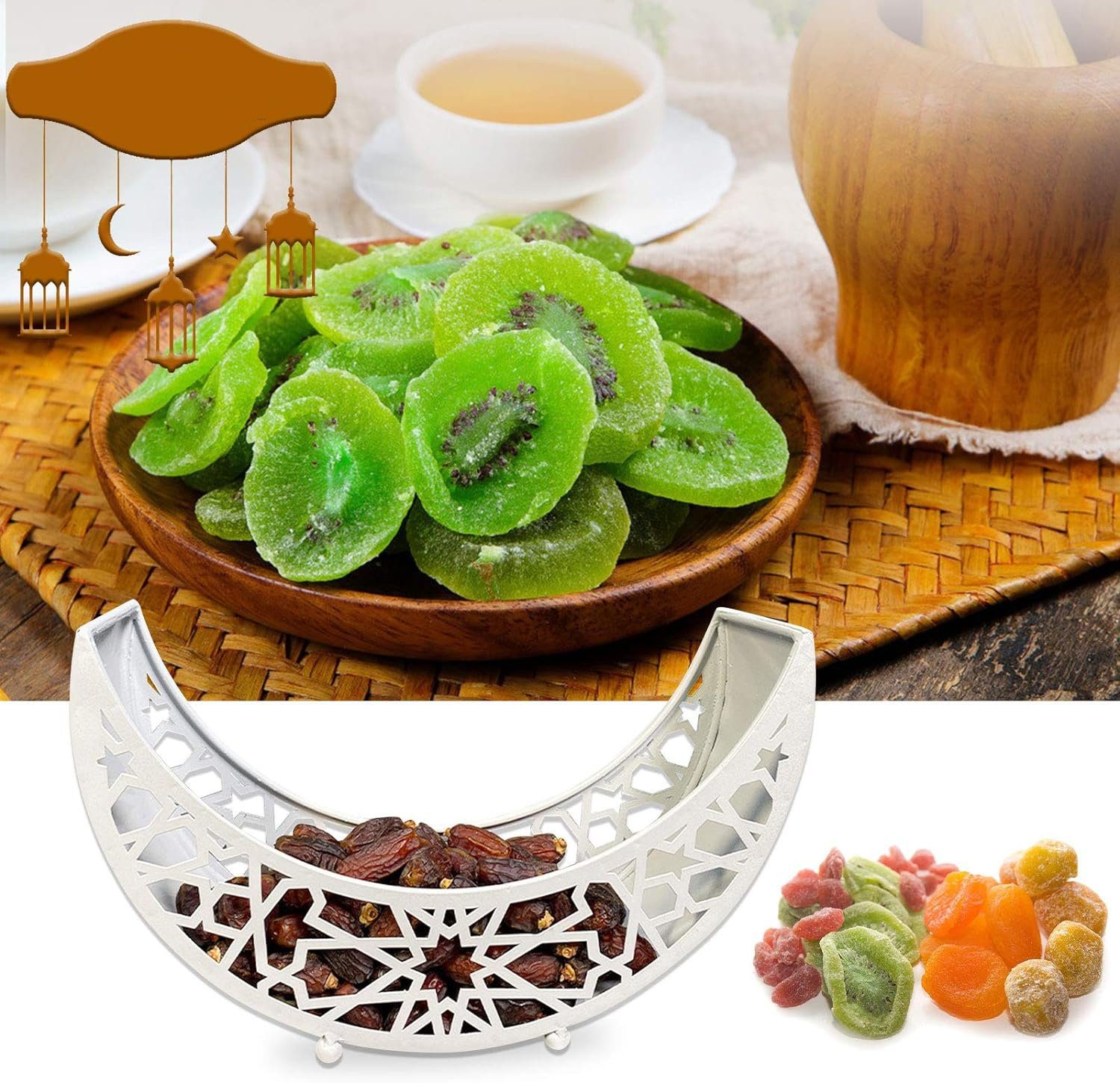 Jormftte Star Form Tray,Moon Gold, Muslim Food Eid Weiß6 Tablett Tablett,für Home Deko