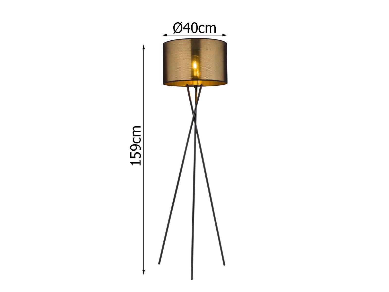 meineWunschleuchte LED Stehlampe, warmweiß, Schwarz wechselbar, H 159cm Dreibein ausgefallene Design-erlampe LED Tripod Gold-en