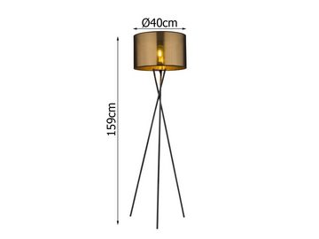 meineWunschleuchte LED Stehlampe, LED wechselbar, warmweiß, Dreibein Design-erlampe ausgefallene Tripod Schwarz Gold-en, H 159cm